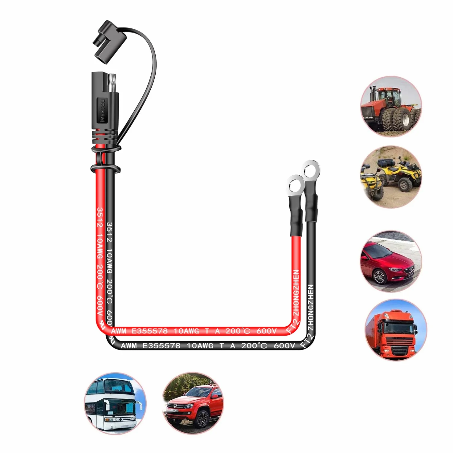 iMESTOU 10AWG SAE Kable 2-pinowe szybkozłączki na oryginalnej uprzęży zaciskowej, kable przedłużające, złącza SAE, do motocykli 12 V/24 V, MTB, kosiarki do trawy, ciężarówki (2)