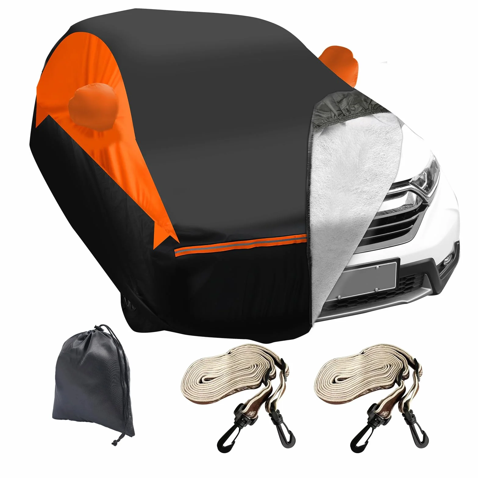 Pełne pokrowce samochodowe do Toyota Yaris Cross 2020-2024, 6-warstwowe, outdoorowe pokrowce samochodowe z bawełnianą podszewką i zamkiem błyskawicznym, wodoodporne, deszcz, śnieg, promieniowanie UV,
