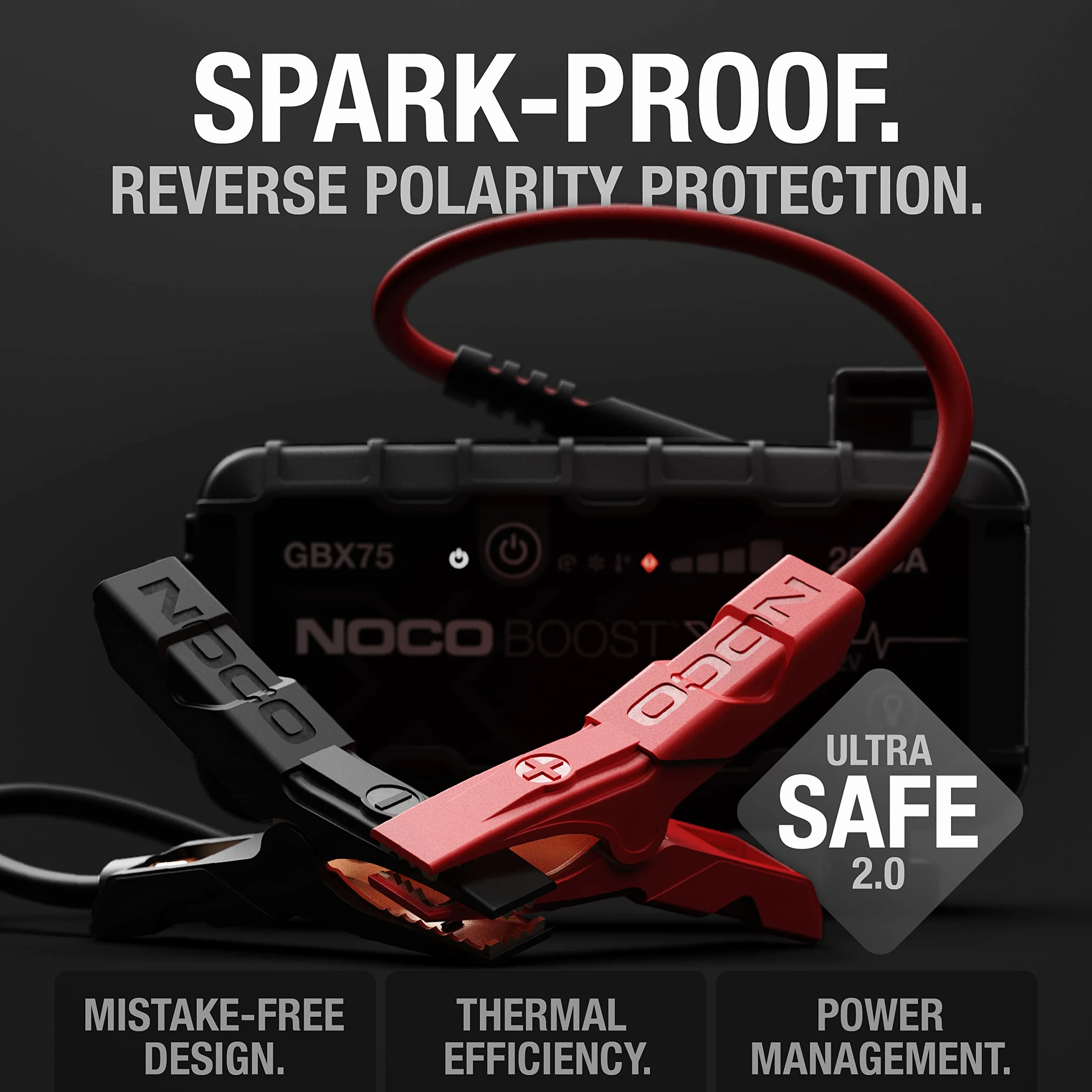 NOCO Boost X GBX75 2500A 12V UltraSafe litowy urządzenie rozruchowe, booster do akumulatora I kable rozruchowe do 8,5-litrowych silników benzynowych i 6,5-litrowych silników wysokoprężnych