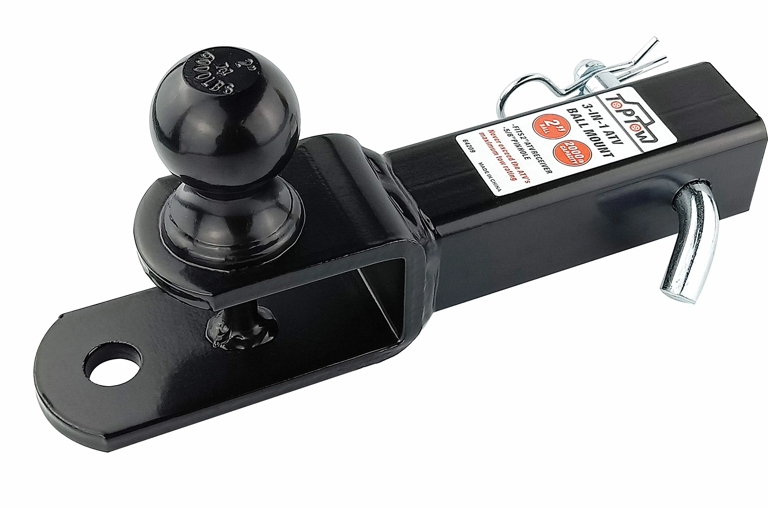 TOPTOW Zaczepy kulowe haka holowniczego ATV/UTV, kula 5 cm, połączenie stworzeniowe, pasuje do gniazda haka 5 cm