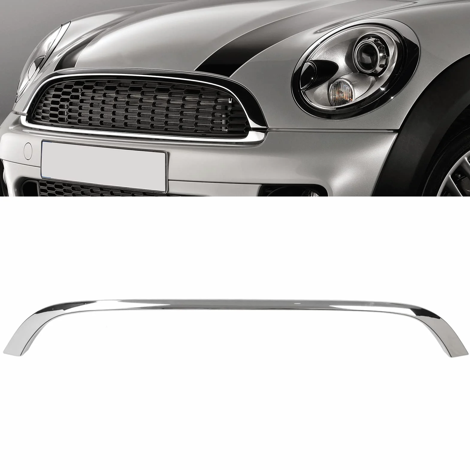 Osłona Górnego Grilla, Listwa Maskująca 51132751040 dla R55 R56 R57 Base LCI R58 R59 S JCW (Galwanotechnika)