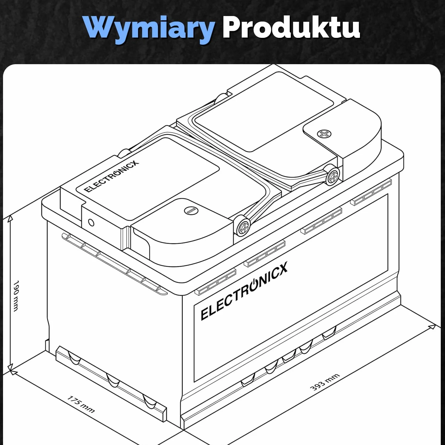 Electronicx AGM akumulator samochodowy 105Ah 12V – 950A EN akumulator rozruchowy, 105 Ah AGM, bezobsługowy, kompaktowy, wydajny – idealny do samochodów osobowych, SUV-ów i pojazdów użytkowych