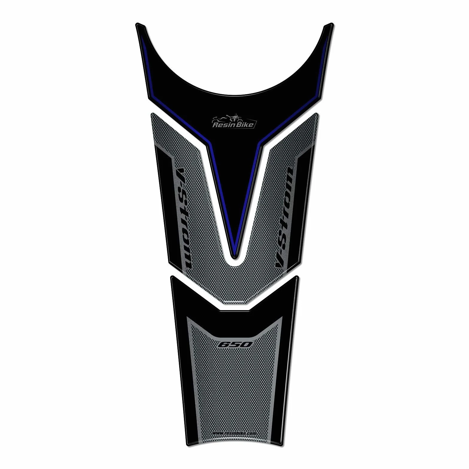 Resin Bike naklejki moto kompatybilne z Suzuki V-Strom 650 XT ABS 2020-2021 Czarny i Niebieski. Ochrona zbiornika paliwa przed uderzeniami i zadrapaniami. Samoprzylepna naklejka z ?ywicy z efektem 3D.