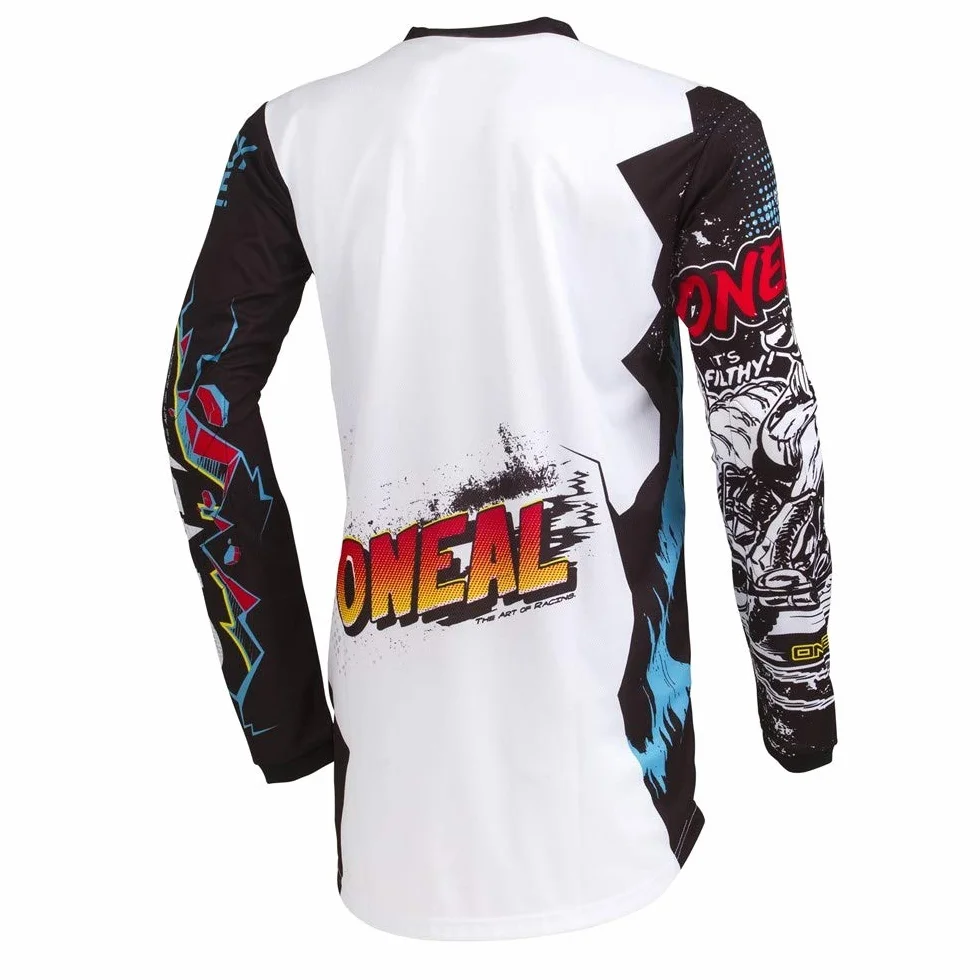 O'NEAL Koszulka motocrossowa, motocykl Enduro, dopasowanie dla maksymalnej swobody ruchów, wszyta ochrona łokci, oddychająca, element Jersey Villain, dla dorosłych, kolor biały, rozmiar XL