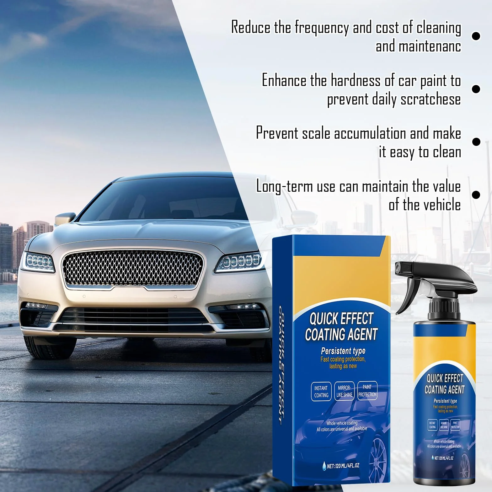 Quick Effect Coating Agent for Car, środek do szybkiego działania, 3 sztuki lakieru samochodowego, odporny na działanie wody, olejoodporny