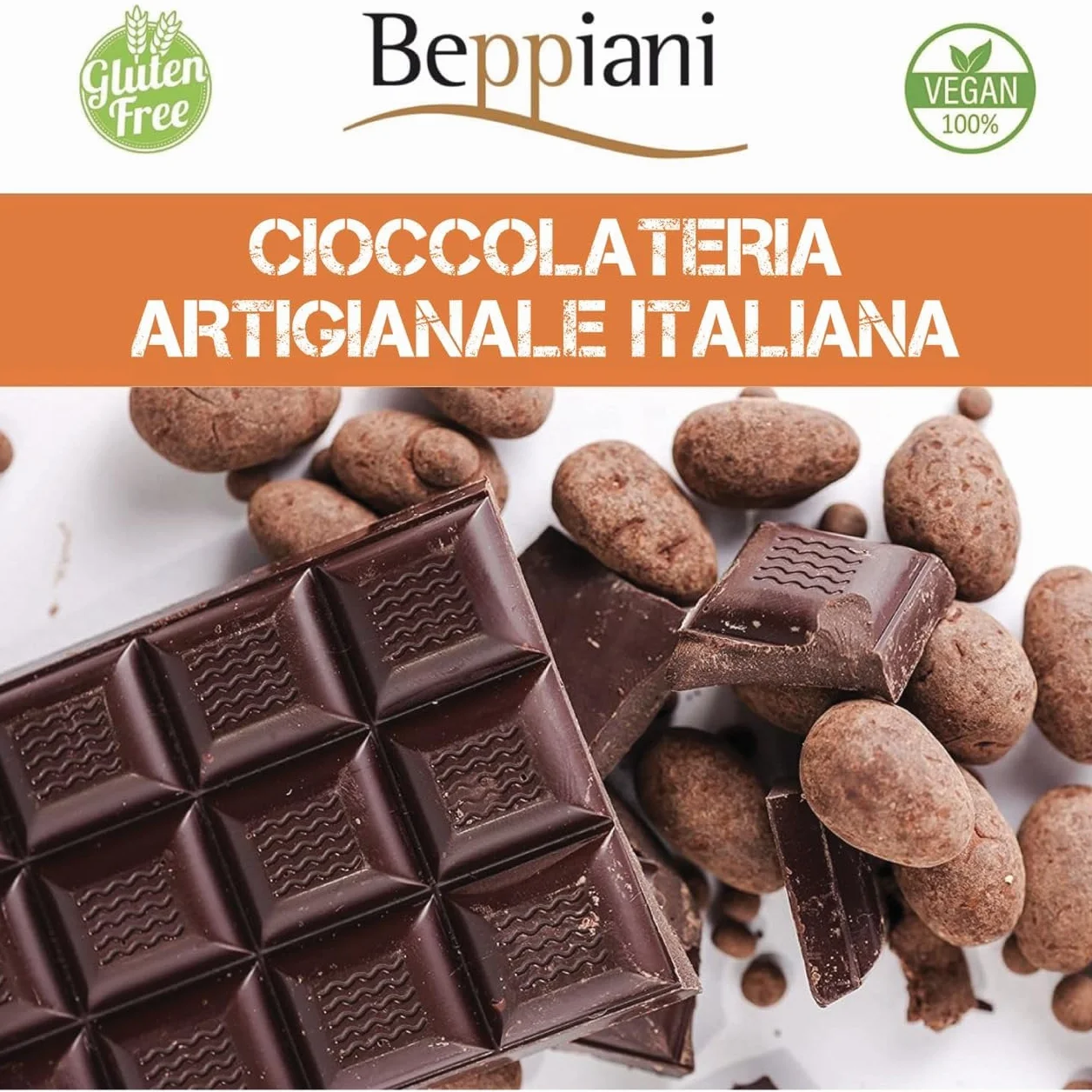 Beppiani 100% masa kakaowa, ręcznie robiona czekolada, wegańska, bez cukru, bogata w przeciwutleniacze, do zrównoważonej diety – Made in Italy zestaw (7 stołów klasycznych)