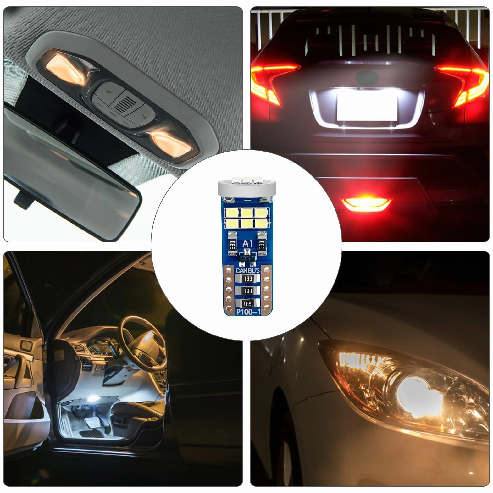 LED 6500K T10 W5W 12V 369 LM 2.1 W oświetlenie wnętrza samochodu 10 sztuk