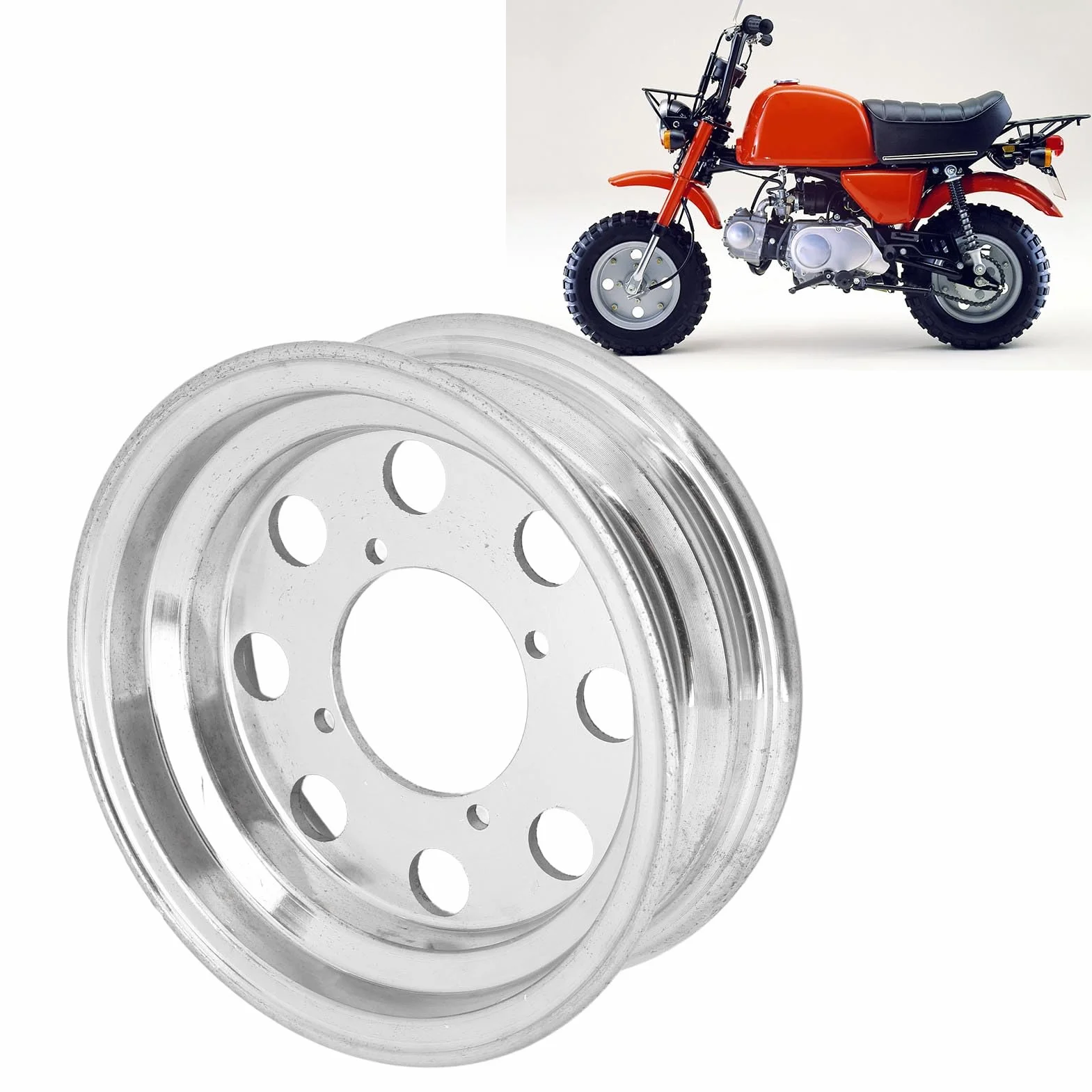 Obręcz Przedniego Koła Motocykla Polerowana Felga ze Stopu Aluminium Zamiennik Koła Próżniowego do Opon Monkey Z50 8 Cali