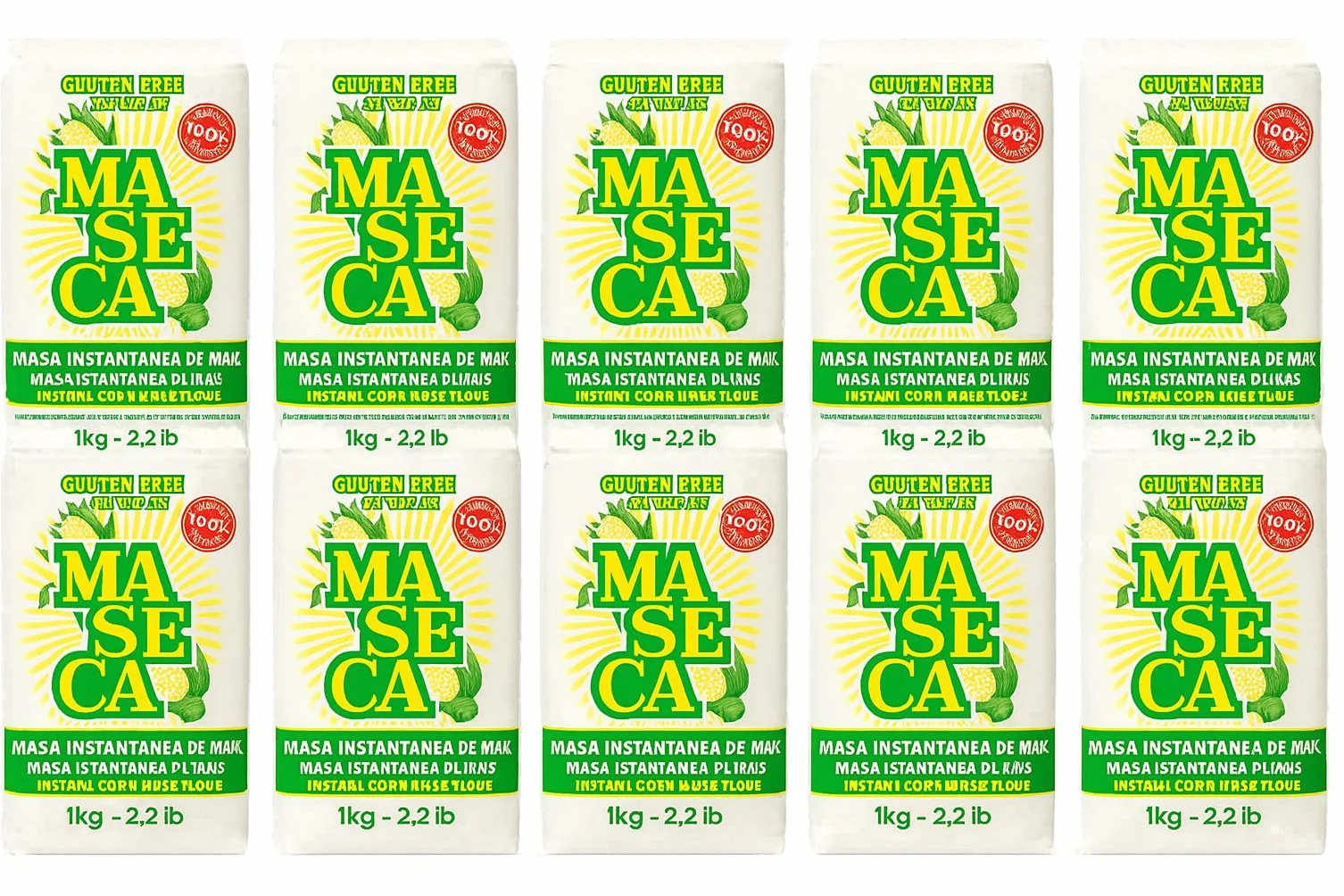 minafood - zestaw: 10 x mąka kukurydziana Maseca do tortilli - Harina de Maíz 1 kg