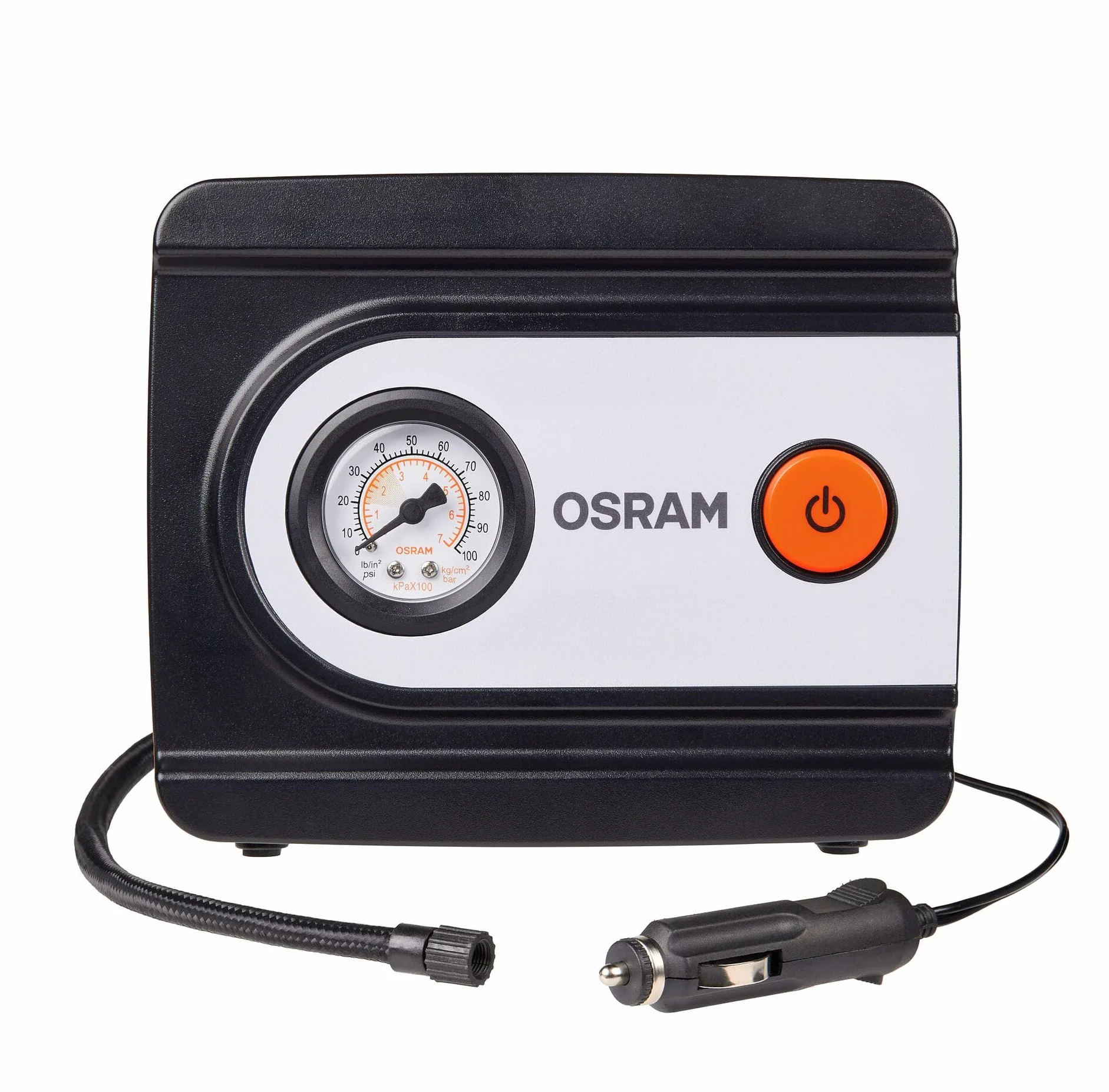 OSRAM TYREinflate 611 ESSENTIAL analogowy kompresor do opon, wąż 60 cm, adapter