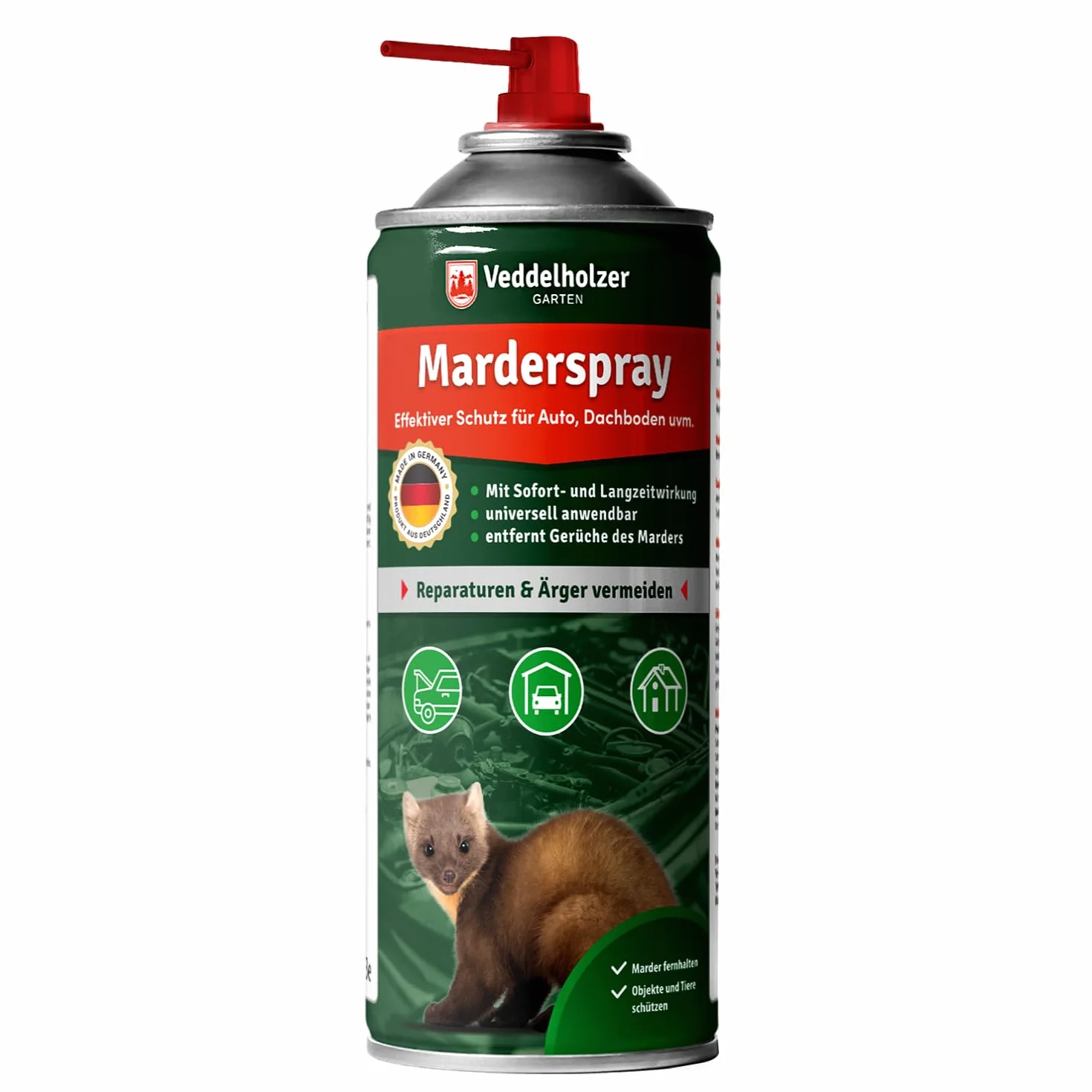 Veddelholzer spray na kuny do samochodu, strychu i garażu | 400 ml | Natychmiastowa i długotrwała ochrona przed kunami i obiektami dzięki skutecznej ochronie przed kunami | Odstraszacz kunów