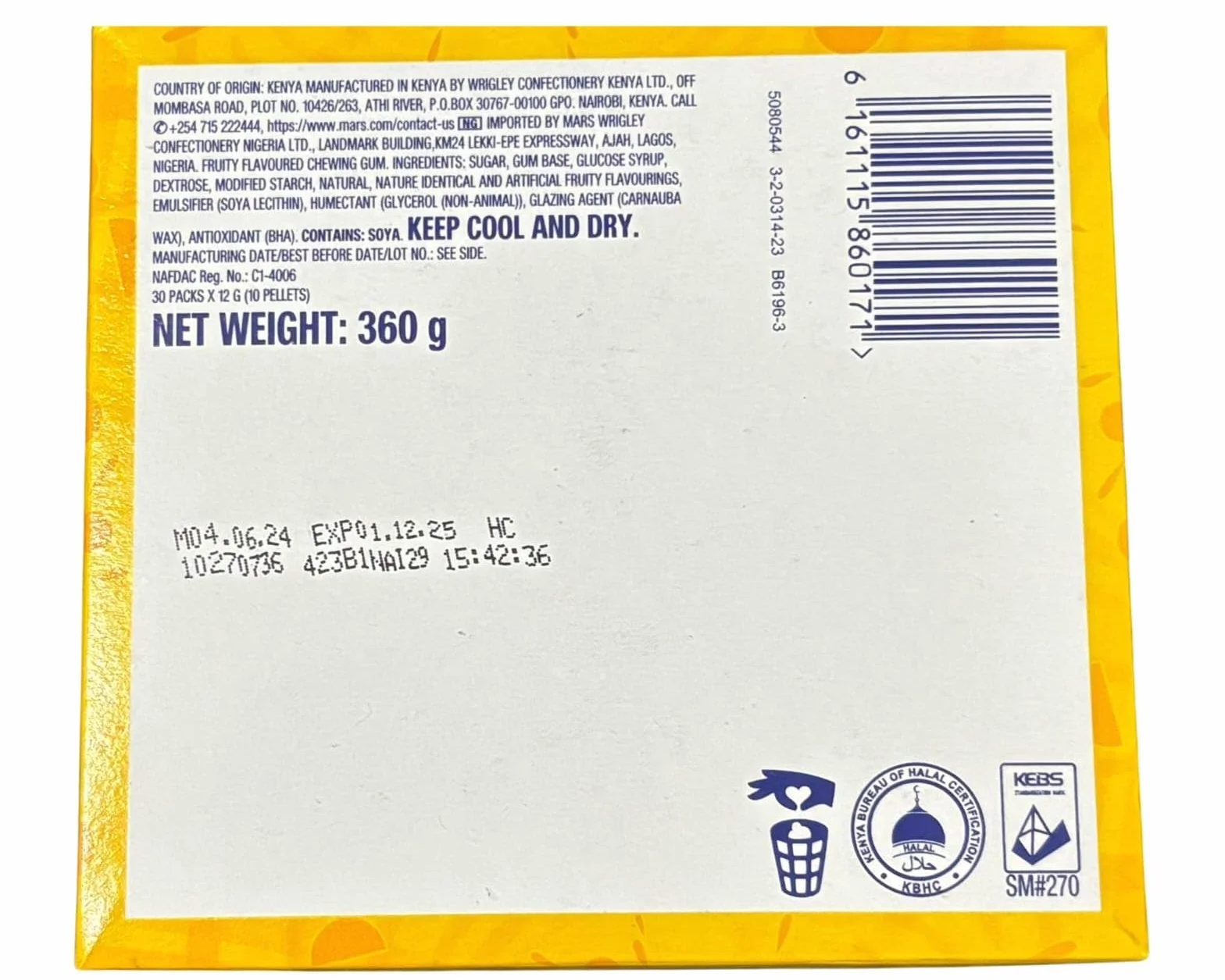 WRIGLEY'S JUICY FRUIT Guma do żucia opakowanie zbiorcze 20 x 5 pałeczek 13,5 g