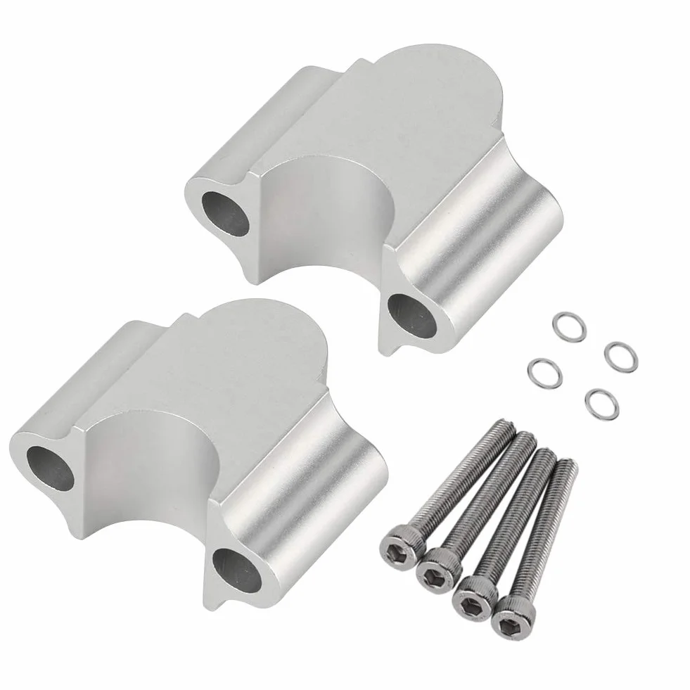 Podwyższenie kierownicy 22 mm, riser Hornet, riser, 7/8", 22 mm, uniwersalna modyfikacja kierownicy motocykla, zaciski ze stopu aluminium, srebro