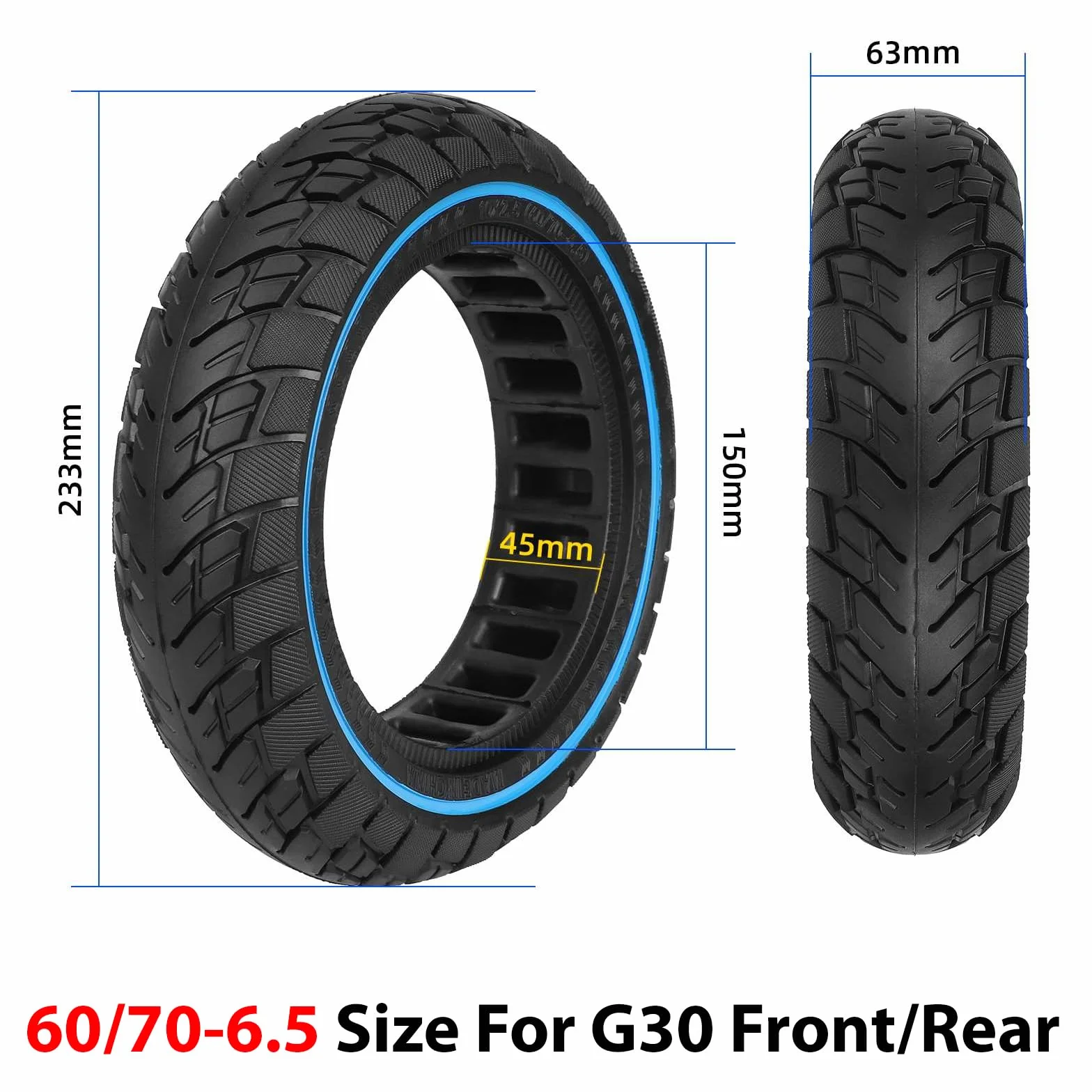 myBESTscooter - 10-calowe pełne opony 60/65-6,9 60/70-6,5 do Segway Ninebot G30 Max G2 G65 obręcz hulajnogi elektrycznej zamiennik gumowy opony kół hulajnogi
