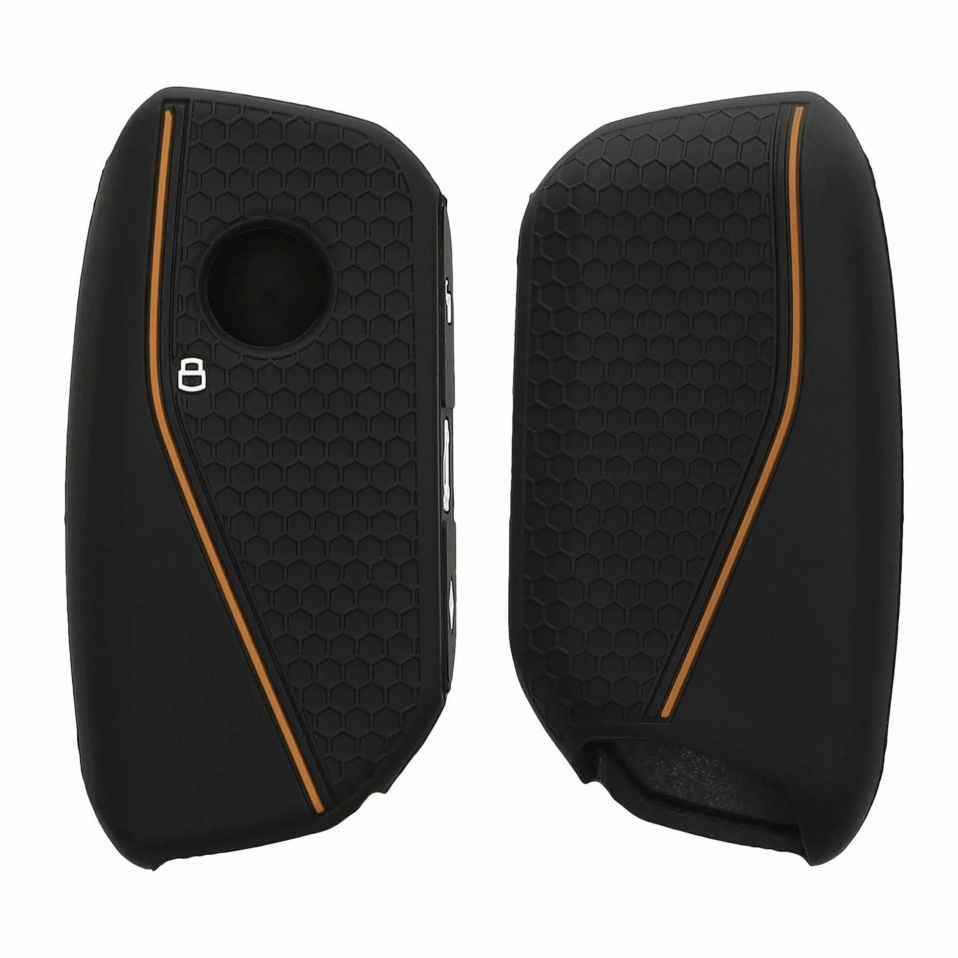 kwmobile Etui ochronne na kluczyki samochodowe, kompatybilne z BMW 4 przyciski, X7, X1, U11, iX ix1, 7, G07, I7, etui na kluczyki z silikonu, w kolorze czarno-pomarańczowym