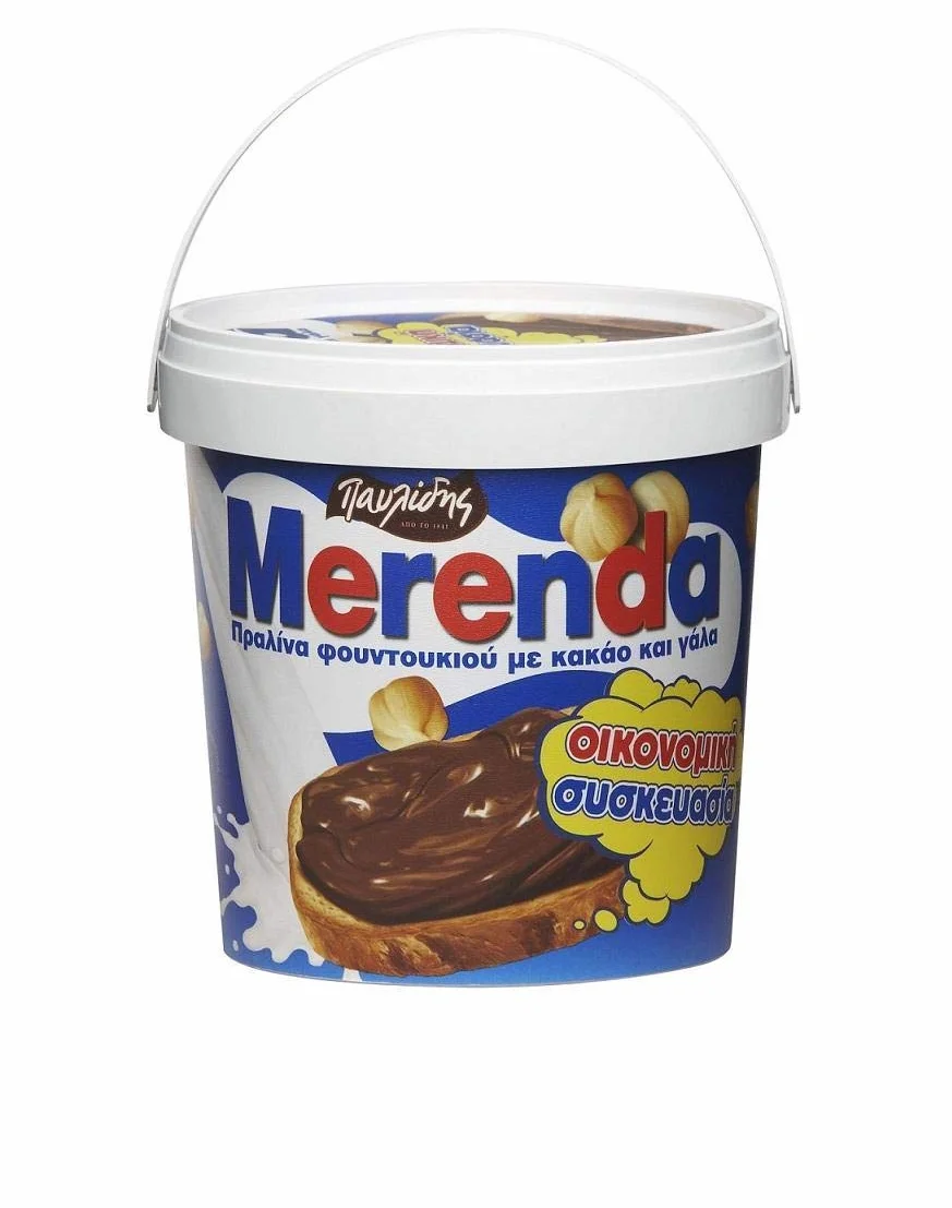 Merenda - grecki czekoladowy orzech laskowy 1 kg wiadro smar do chleba Krem kakaowy z Grecji Pavlidis Śródziemnomorskie śniadanie Krem czekoladowy