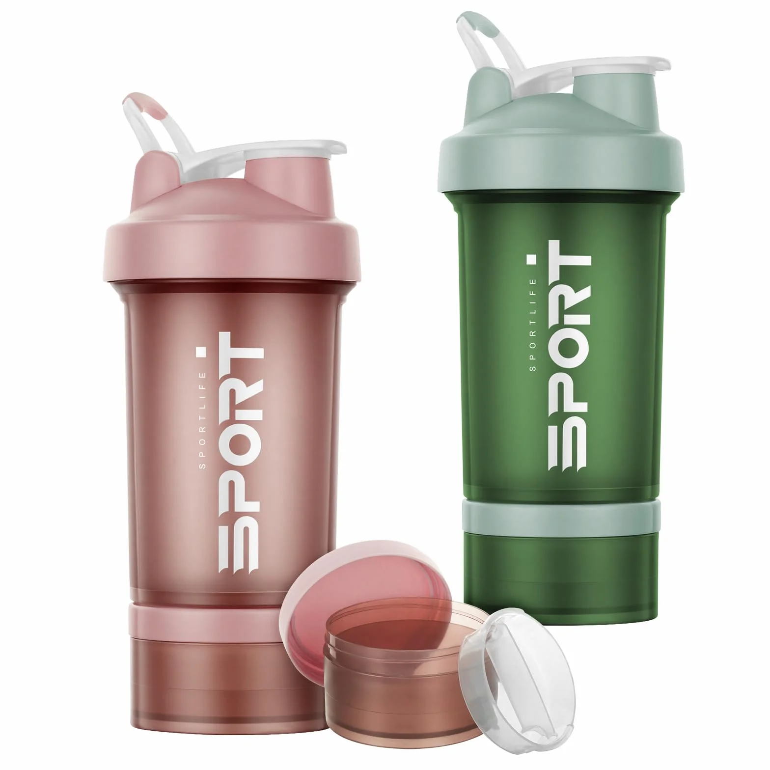Shaker proteinowy, 2 sztuki po 500ml, butelka shakera proteinowego, shaker fitness z 2 kulkami miksującymi ze stali nierdzewnej, bez BPA ze skalą pomiarową do proszku proteinowego, koktajlu