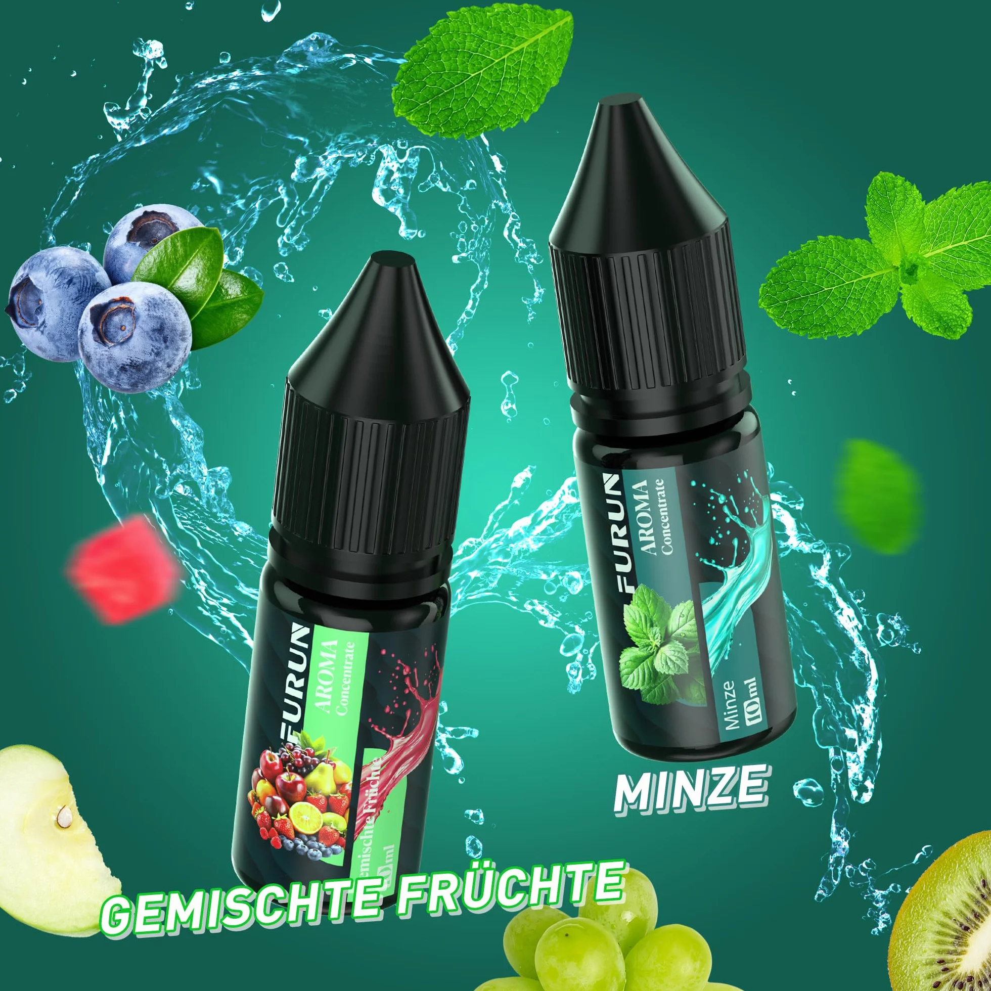 Koncentrat Aromatu 5x10ml - Wysokie Stężenie, do Gotowania i Pieczenia (Owoce Mieszane, Mięta, Cytrus Pomarańcza, Wanilia, Mango)