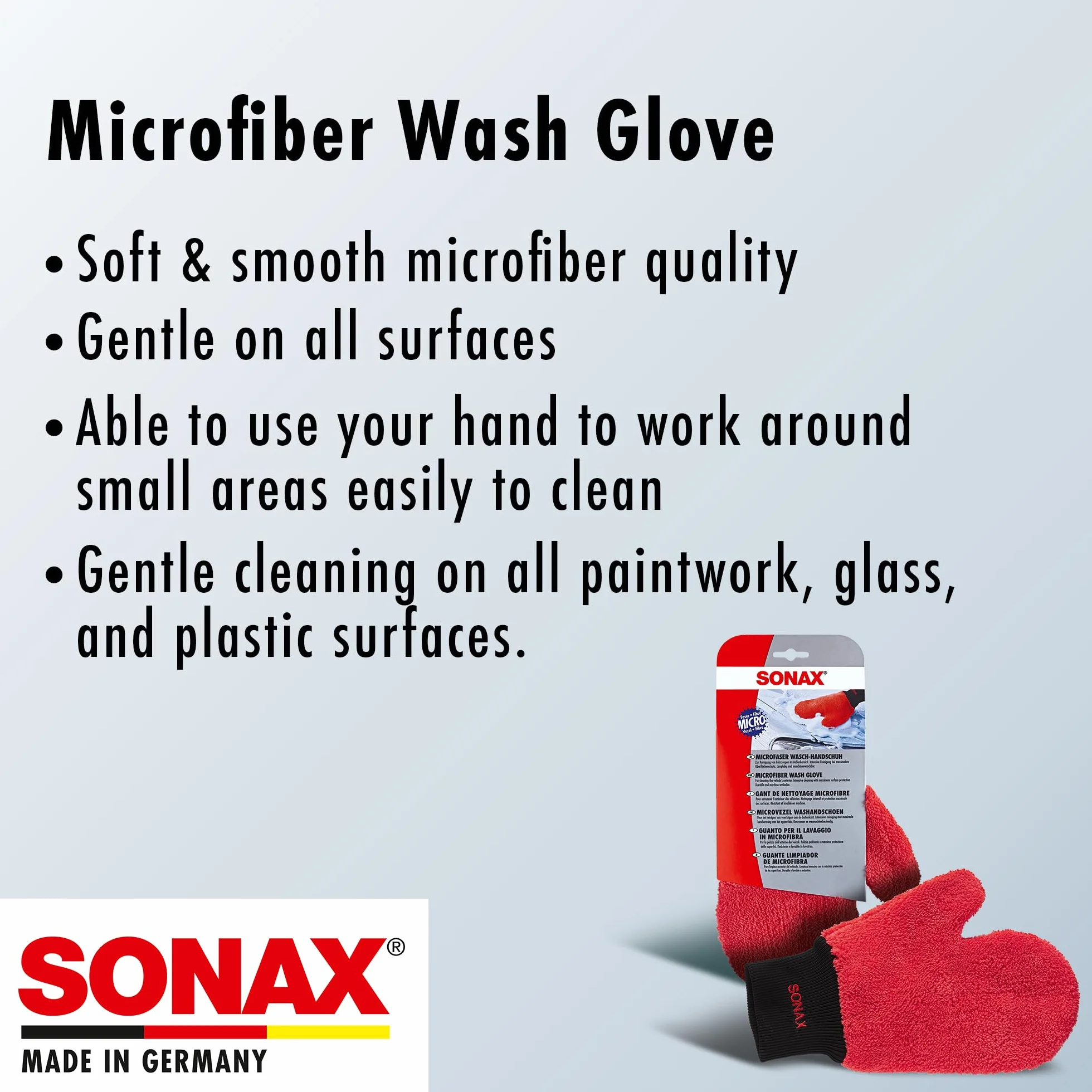 SonaX 428200 Rękawica Do Mycia Z Mikrofibry, Czerwony