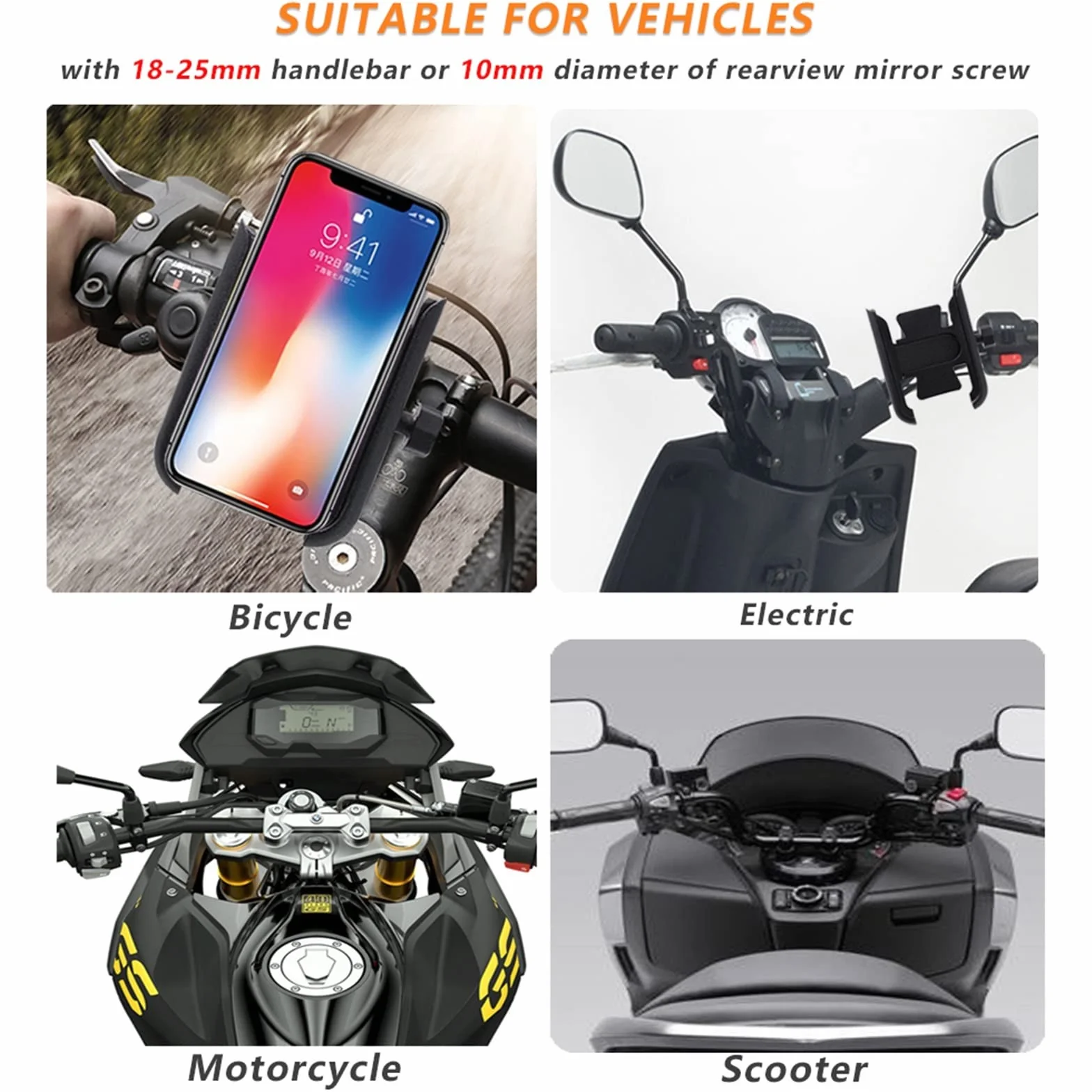 Dla HONDA Goldwing 1800 GOLDWING 1800 Motocykl CNC Uchwyt Bar Lusterko Wsteczne Uchwyt Na Telefon Komórkowy GPS Stojak Uchwyt! Mocowanie Motocyklowe (Kolor : Handlebar Black)