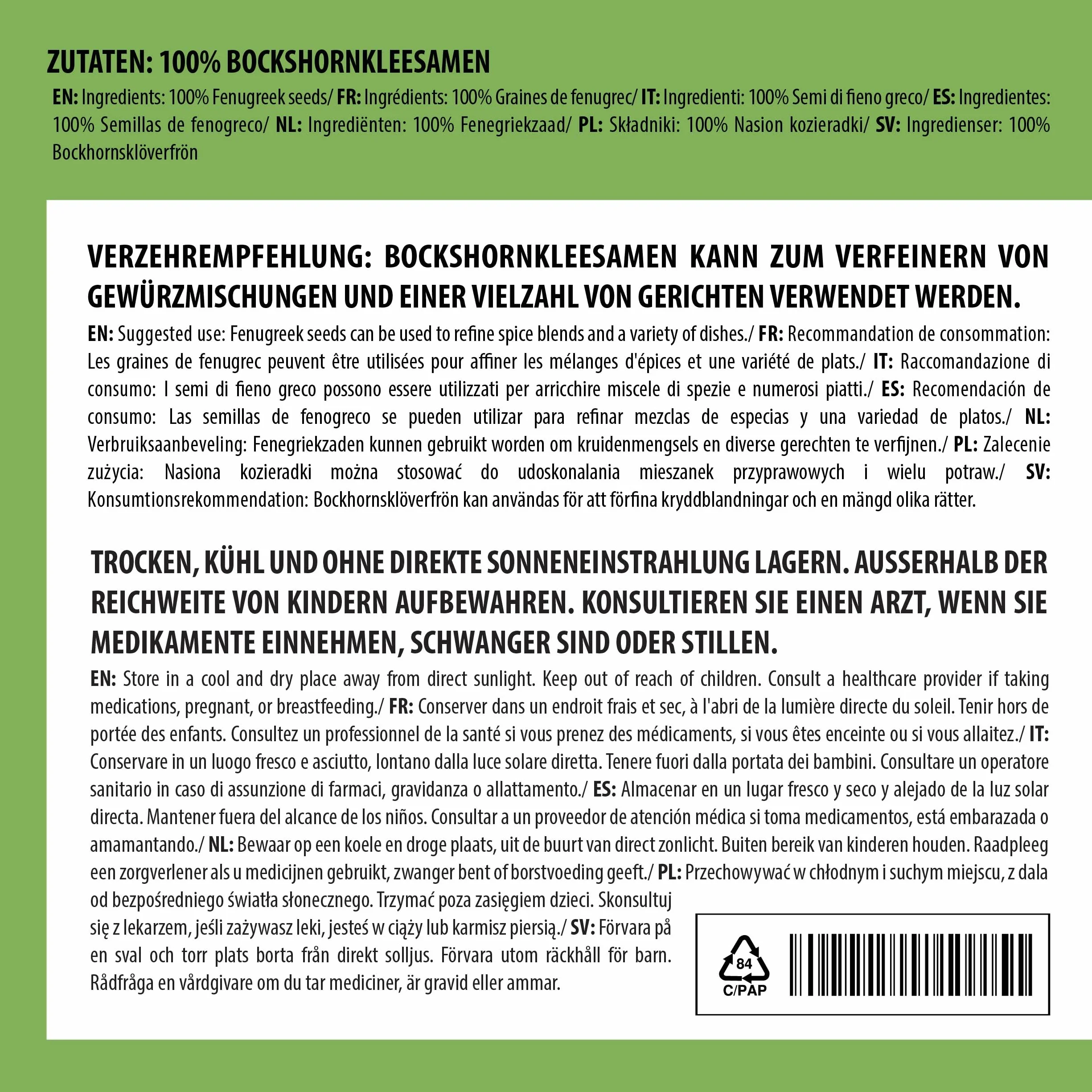 Nasiona kozieradki cała 500 g naturalne wegańskie