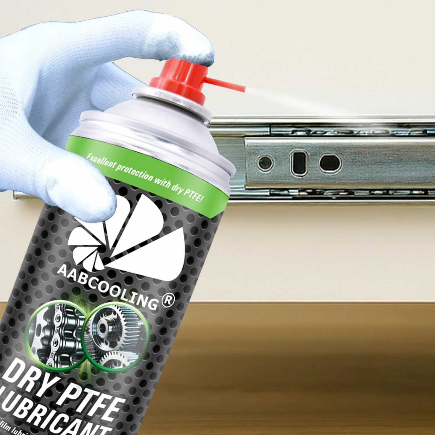 AABCOOLING Dry PTFE Lubricant 400 ml, suchy smar teflonowy w Spreju do motocykli, łańcucha, łożysk, linek i przegubów – zmniejsza tarcie, chroni przed korozją