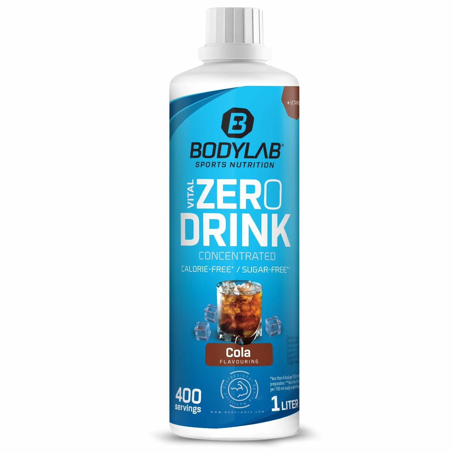 Bodylab24 Vital Zero Drink Concentrated Cola 1000 ml, koncentrat do napojów bez cukru, syrop Zero, z witaminami i L-karnityną, napój sportowy o niskiej zawartości kalorii