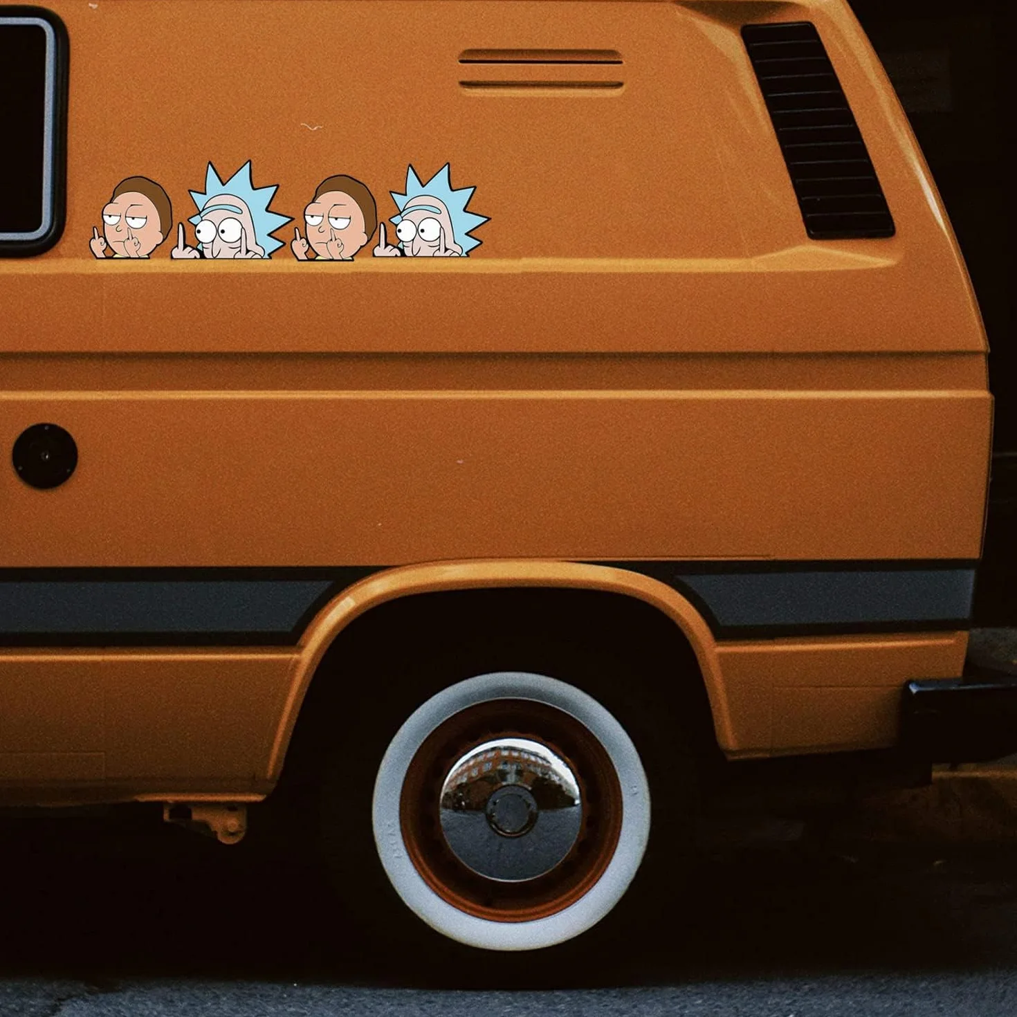 4 szt. Odblaskowe naklejki samochodowe Rick and Morty, naklejki samochodowe, naklejki samochodowe, naklejki motocyklowe, Auto Aufkleber Lustige do samochodów, notebooków, okien itp