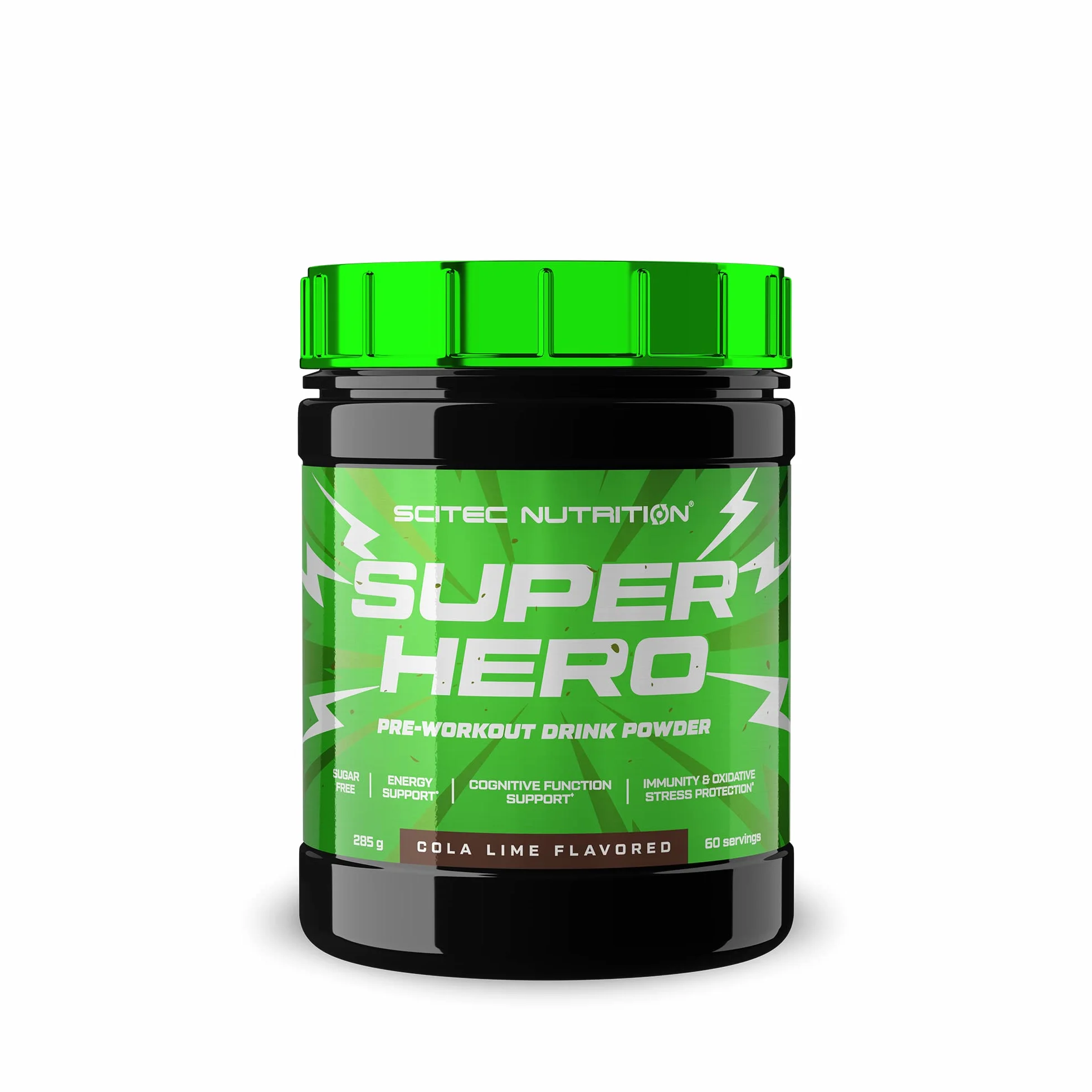 Scitec Nutrition Superhero Przedtreningówka bez cukru z aminokwasami 285 g Cola-Lime