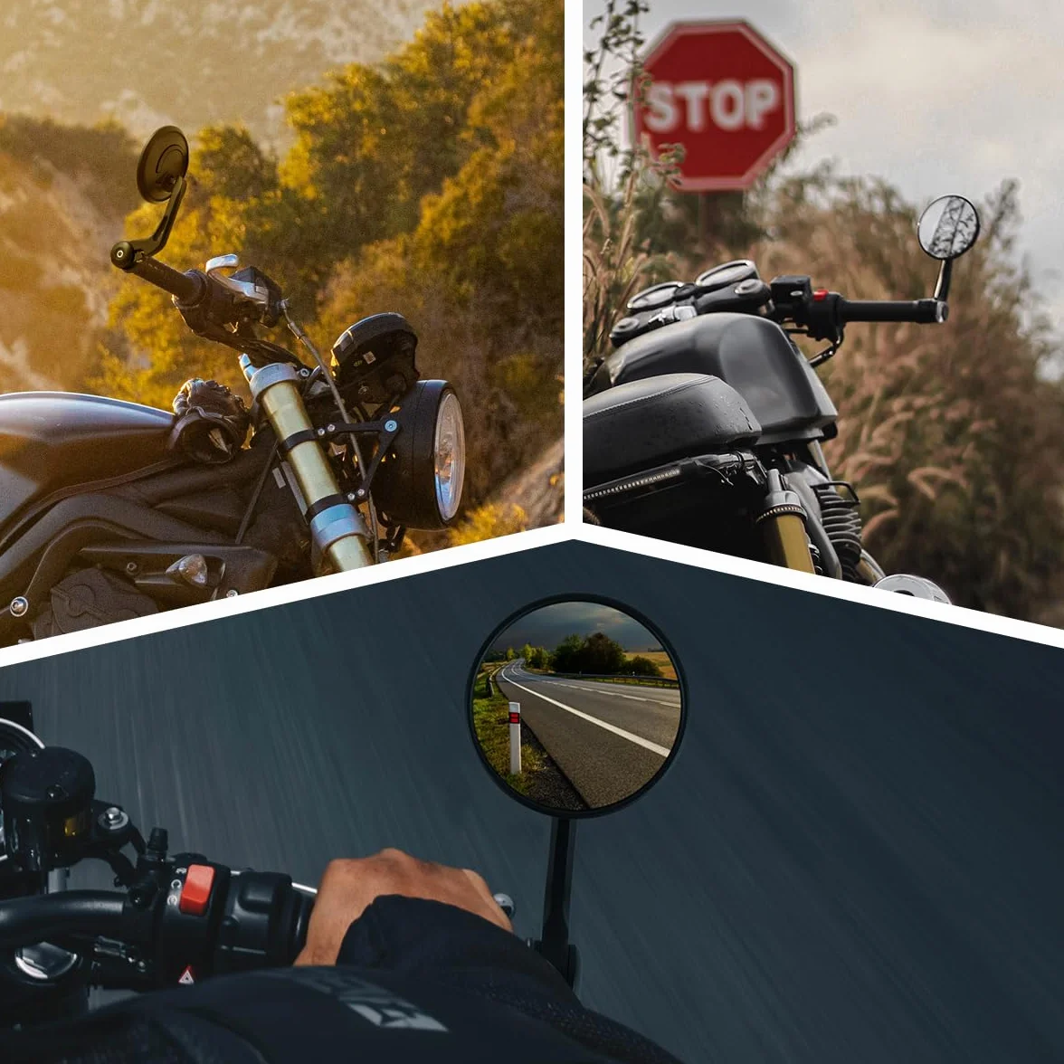 Evermotor Lusterko końcowe kierownicy ze stopu aluminium, obracane o 360°, okrągłe lusterko motocyklowe 7/8 cala, 22 mm, kompatybilne ze skuterem, ATV (2 sztuki)