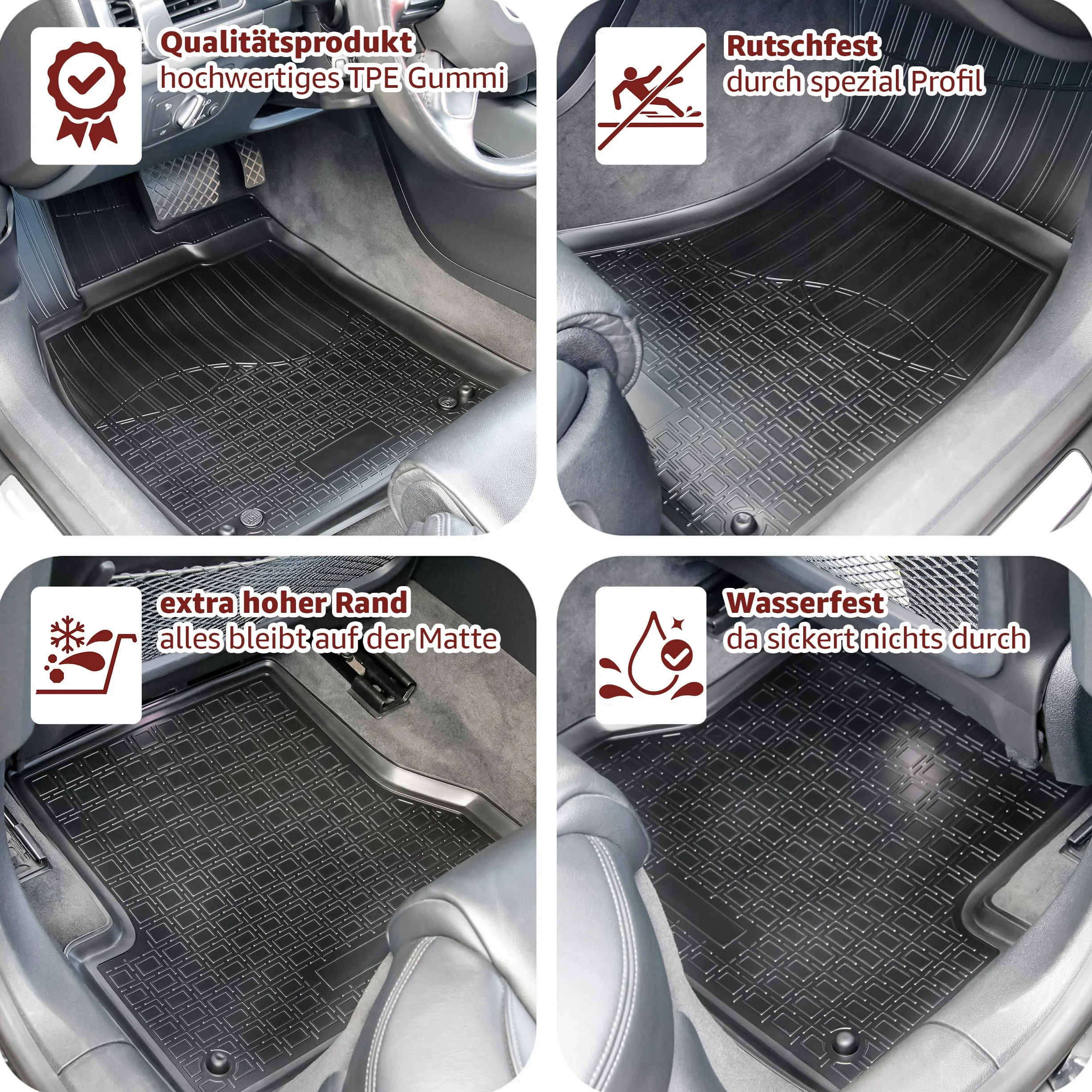 RECAMBO Gumowe maty i mata do baga?nika zestaw pasuje do Skoda Scala | rok produkcji od 2018> - w 100% dopasowane dywaniki samochodowe i mata do baga?nika z wysokiej jako?ci antypo?lizgowego