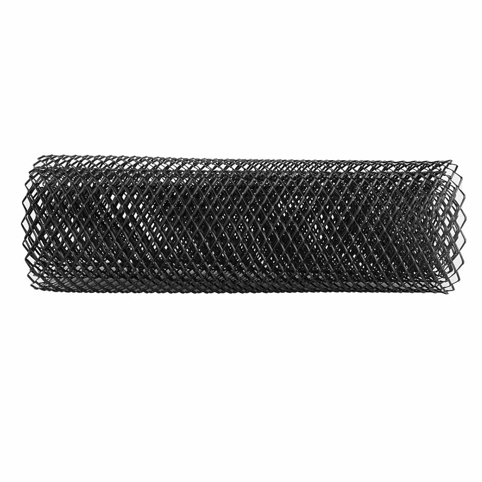 Esenlong Aluminiowa kratka siatkowa, otwór 8 x 16 mm, uniwersalna kratka do wyścigów samochodowych, siatka siatkowa, zderzak, rombowy grill, czarna (100 x 33 cm)