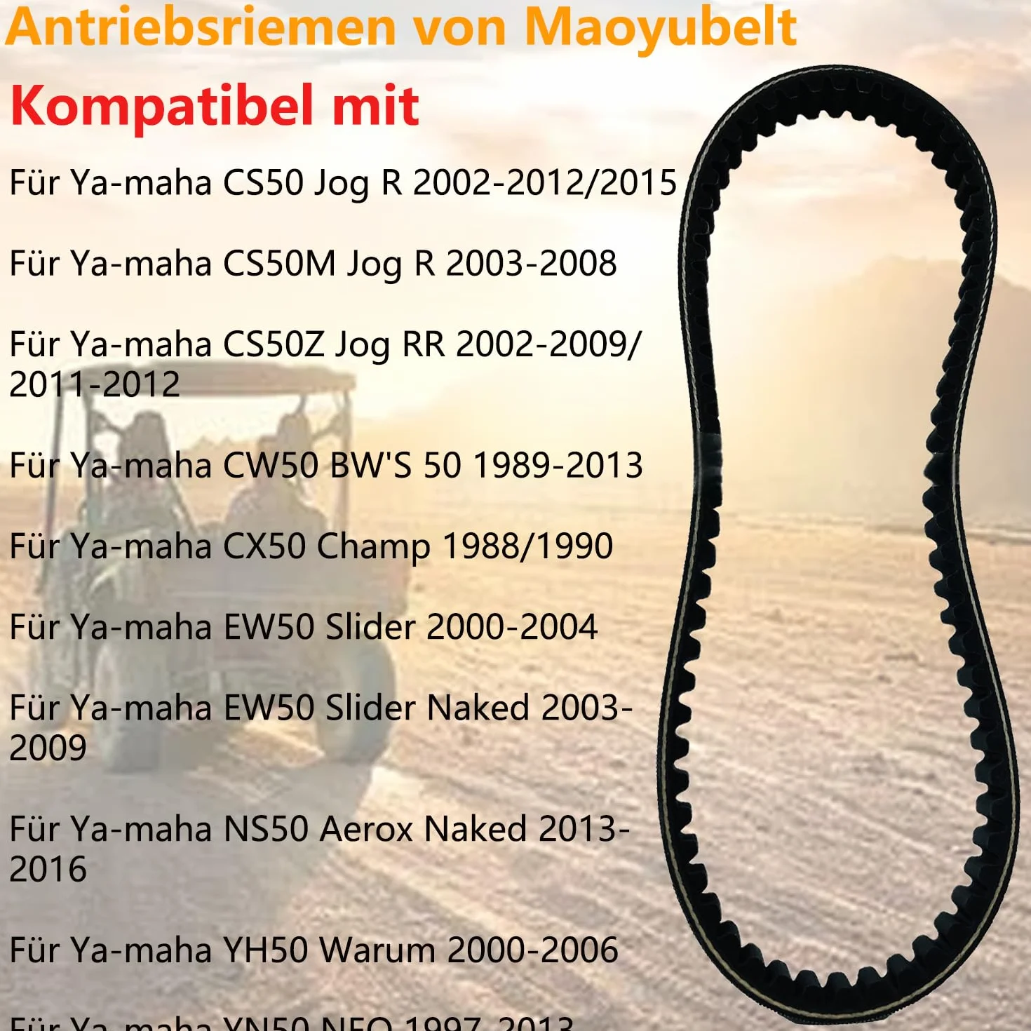 Pasek napędowy motocyklowy zapasowy pasek napędowy pasujący do Yamaha 5RN-E7641-00 5RN-E7641-10 3AA-17641-00 do Yamaha CS50 Jog R, CS50M Jog R, CS50Z Jog R,CW50 BW'S 50,CX50 Champ, EW50