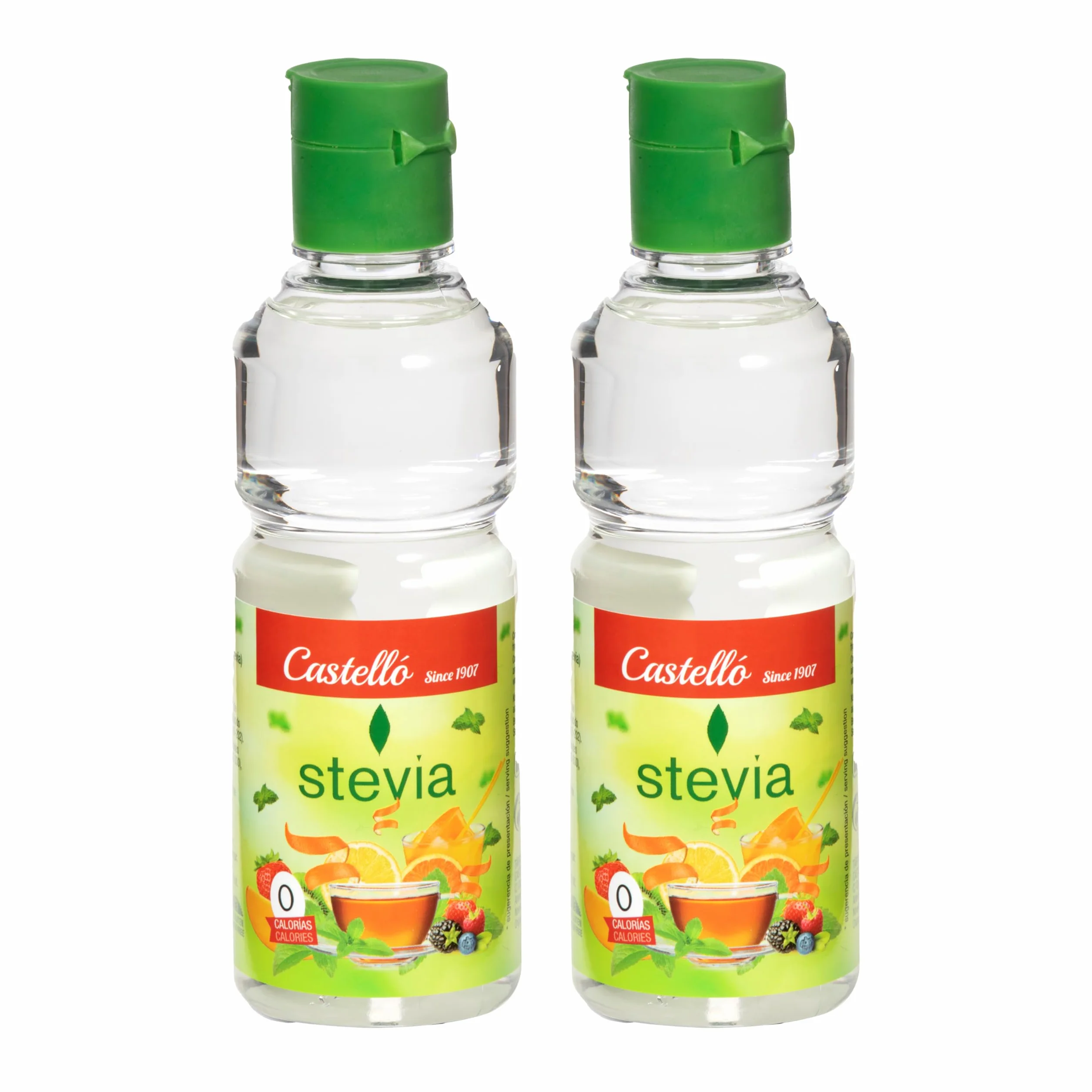 Castello since 1907 Zestaw 2x Stevia w Płynie 125ml | 750 porcji | 10 kropli = 1 łyżeczka cukru | Zamiennik Cukru | 0 Kalorii - 0 IG - Keto Wegańska