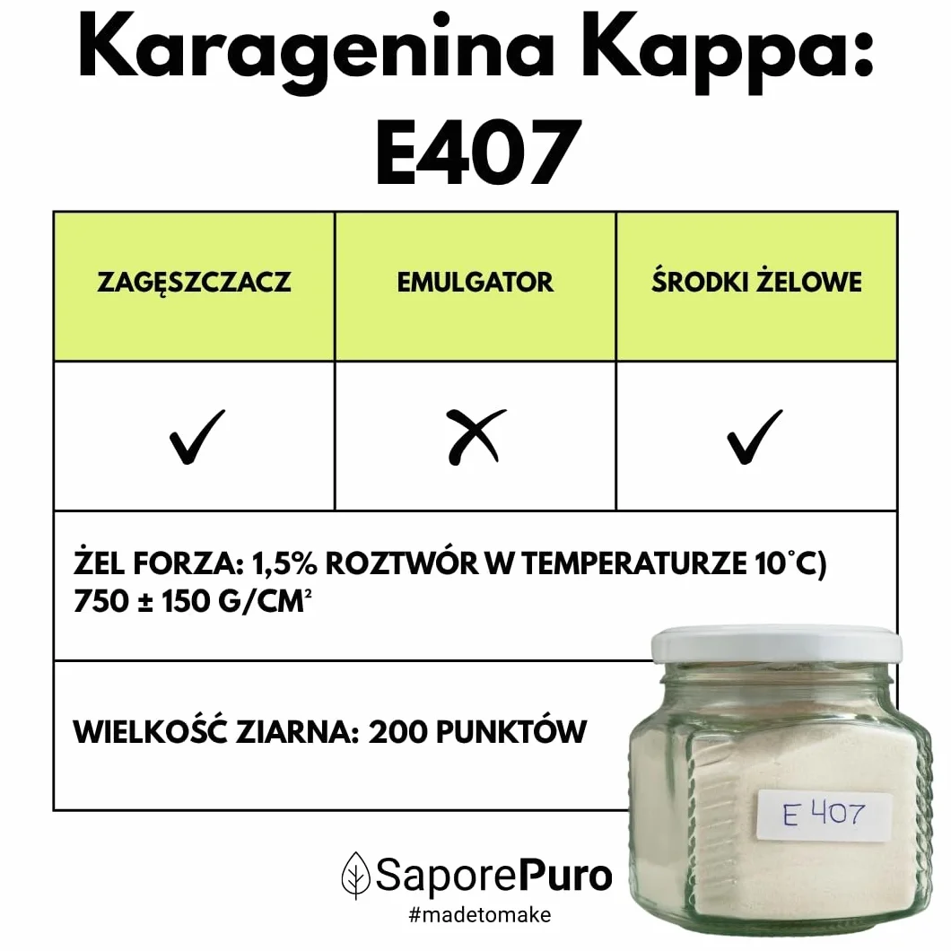 SaporePuro Kappa-Karagen w Proszku 50 g – Środek Żelujący i Stabilizator Bez Glutenu