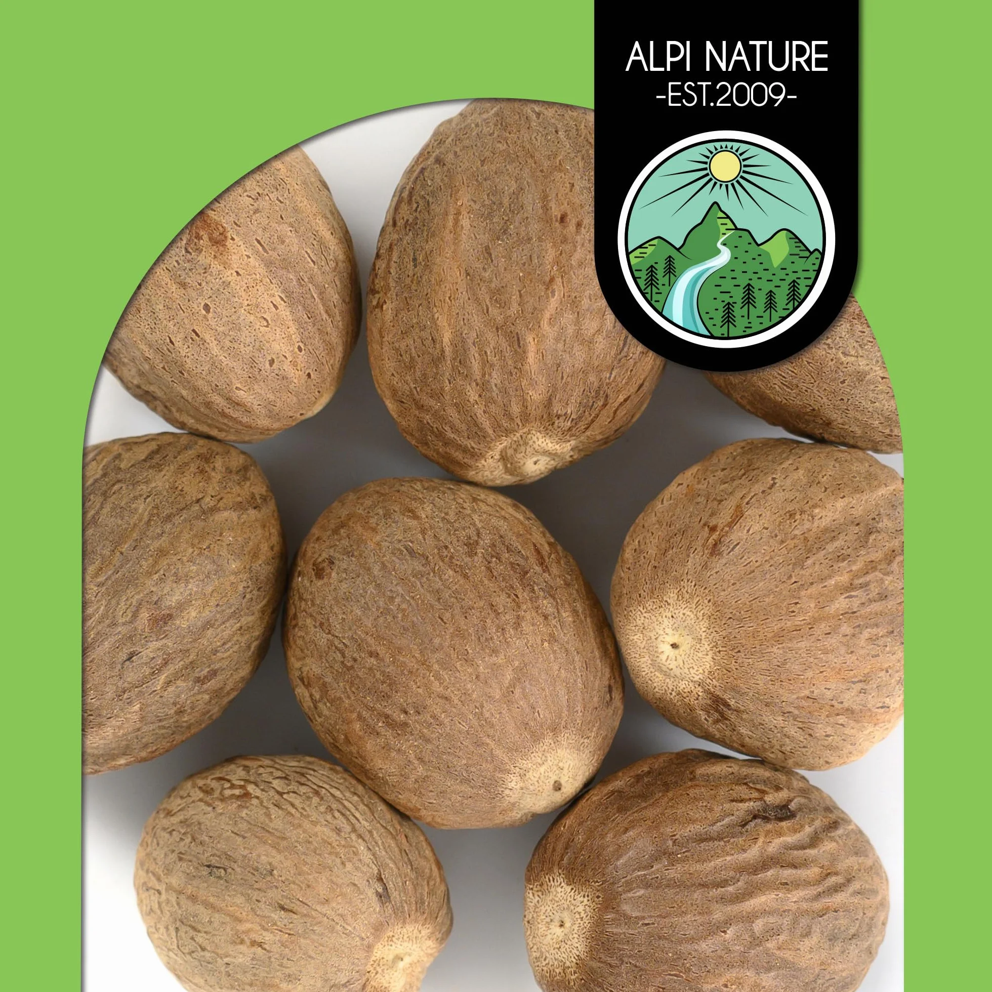 Alpi Nature Cała Gałka Muszkatołowa 10 Sztuk, Całe Gałki Muszkatołowe do Gotowania, Pieczenia, Grzańca i Eggnogu