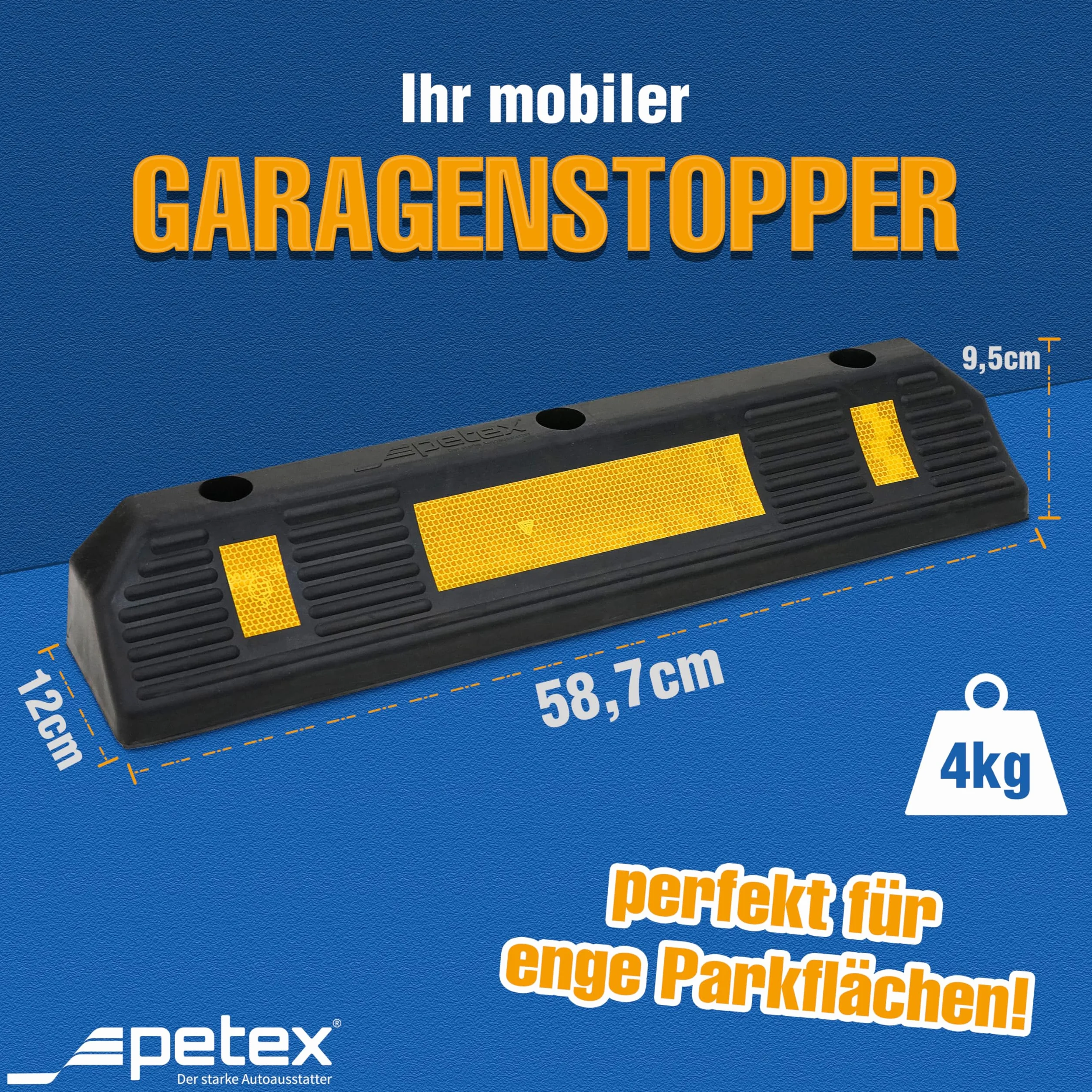 Petex 49010004 stoper garażowy z paskami odblaskowymi zgodny z ECE R 104