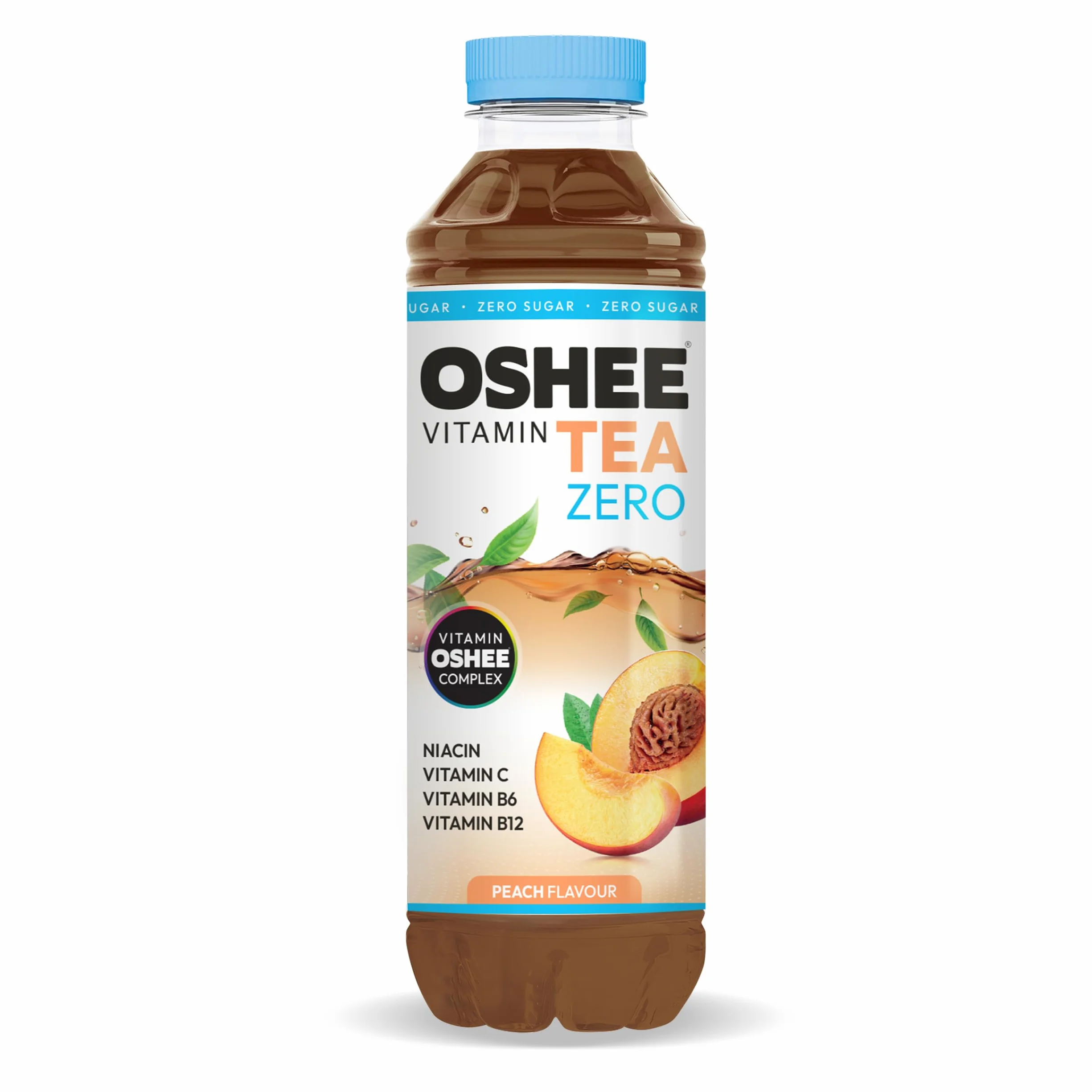 Oshee Vitamin Black Tea Zero Niegazowany napój herbaciany o smaku brzoskwiniowym 555 ml
