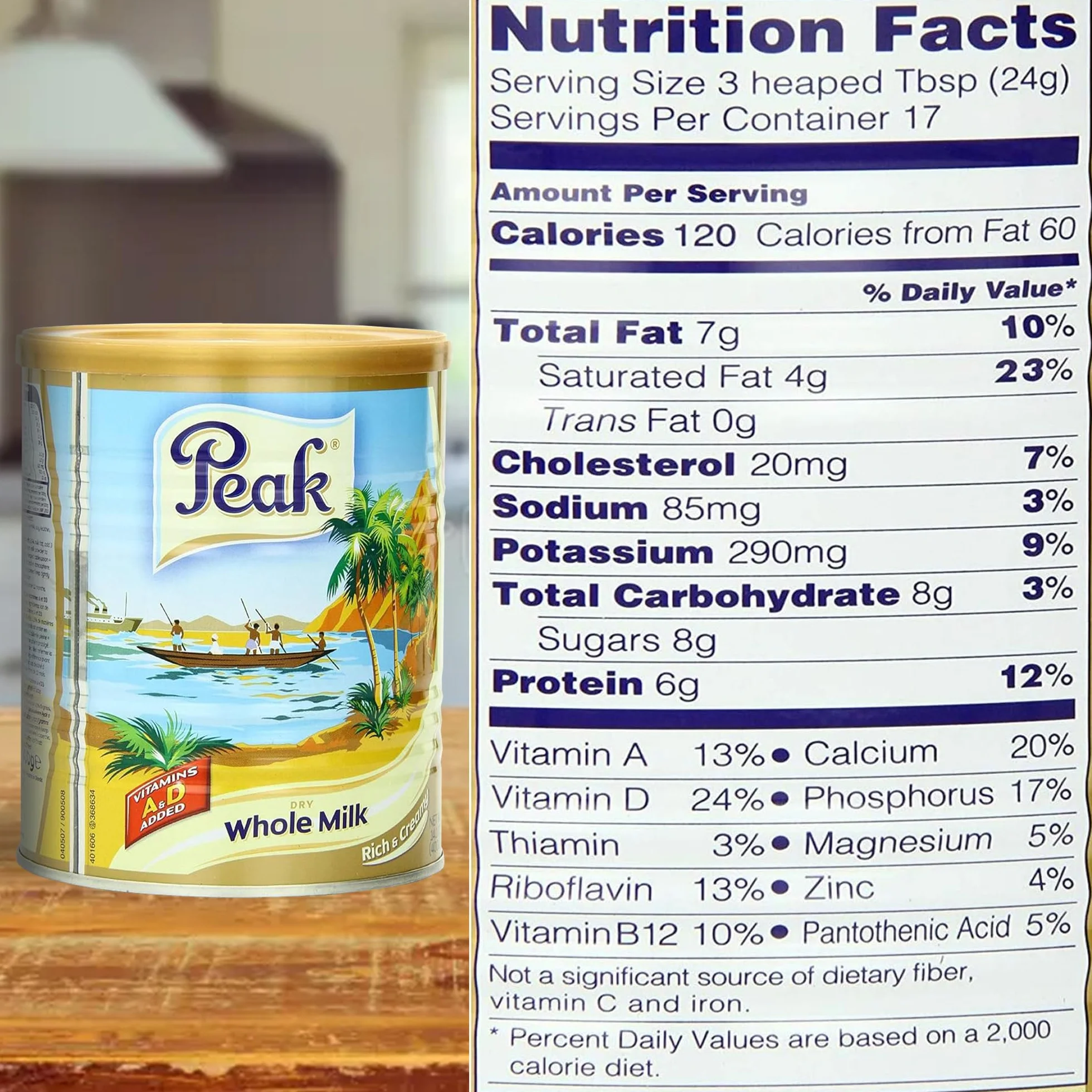 Peak Instant Full-Cream Dry Whole Milk Powder, 400 g Peak