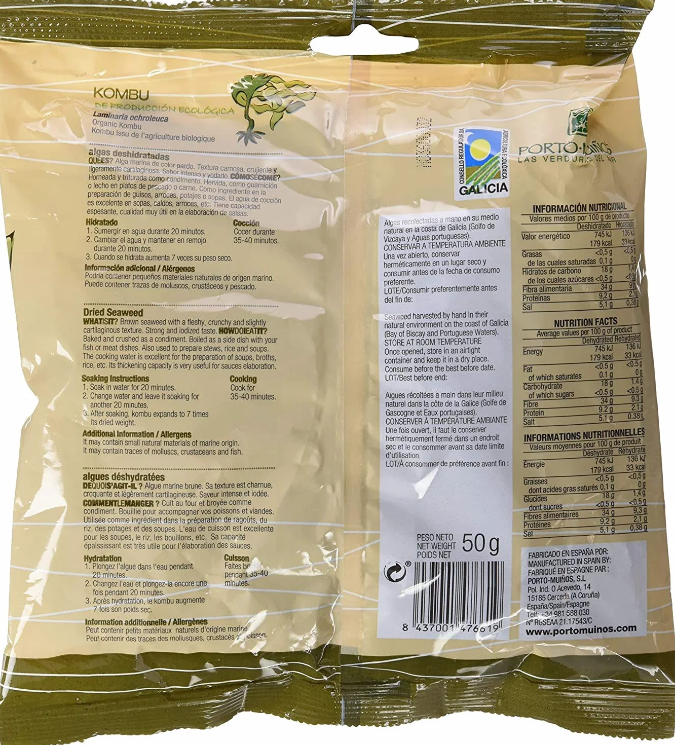 Kombu, suszone algi, 50 g