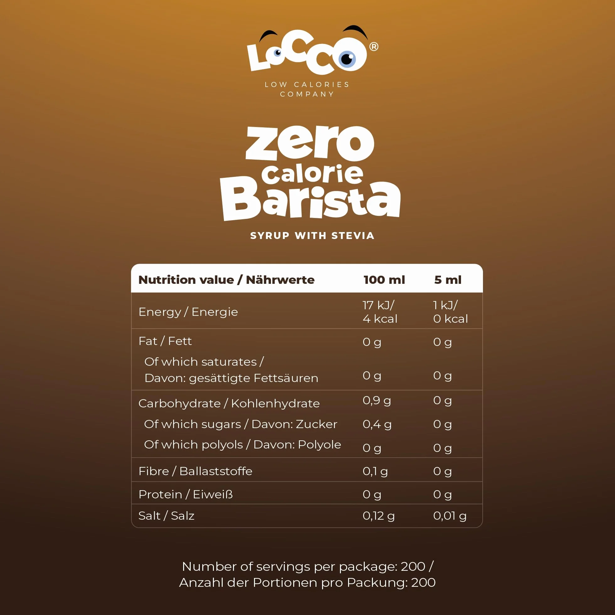 LoCCo Bezkaloryczny Syrop Barista do Kawy ze Stewią – Zero Kalorii, Bez Cukru, Keto (Smak Pumpkin Spice/Korzenna Dynia) 1L