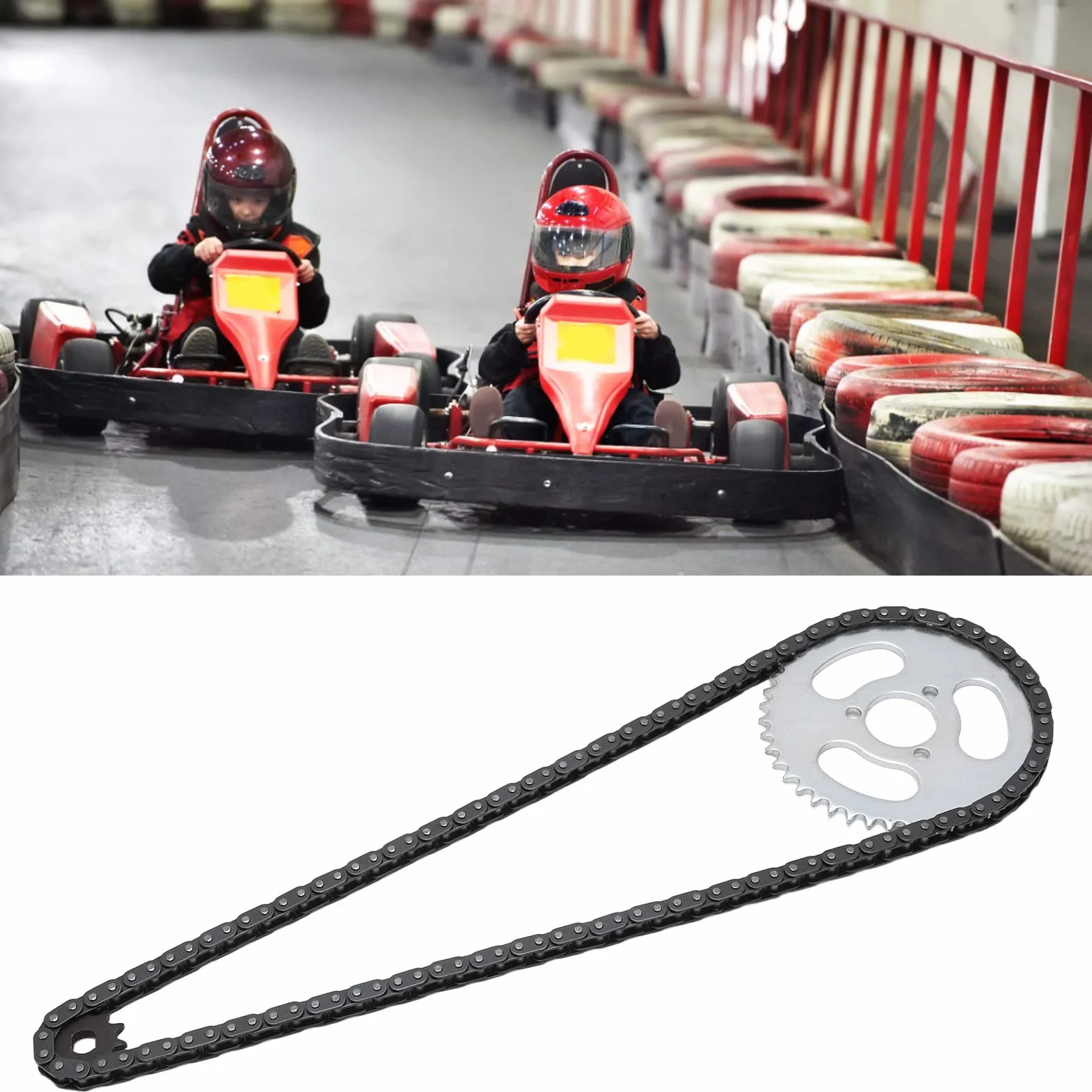 Zębatka Tylna 29mm T8F11T Zębatka Przednia T8F116 Zestaw łańcuchów Sekcji do Zmodyfikowanych Gokartów, Quadów i Mini Motocykli,Akcesoria do modyfikacji rowerów elektrycznych
