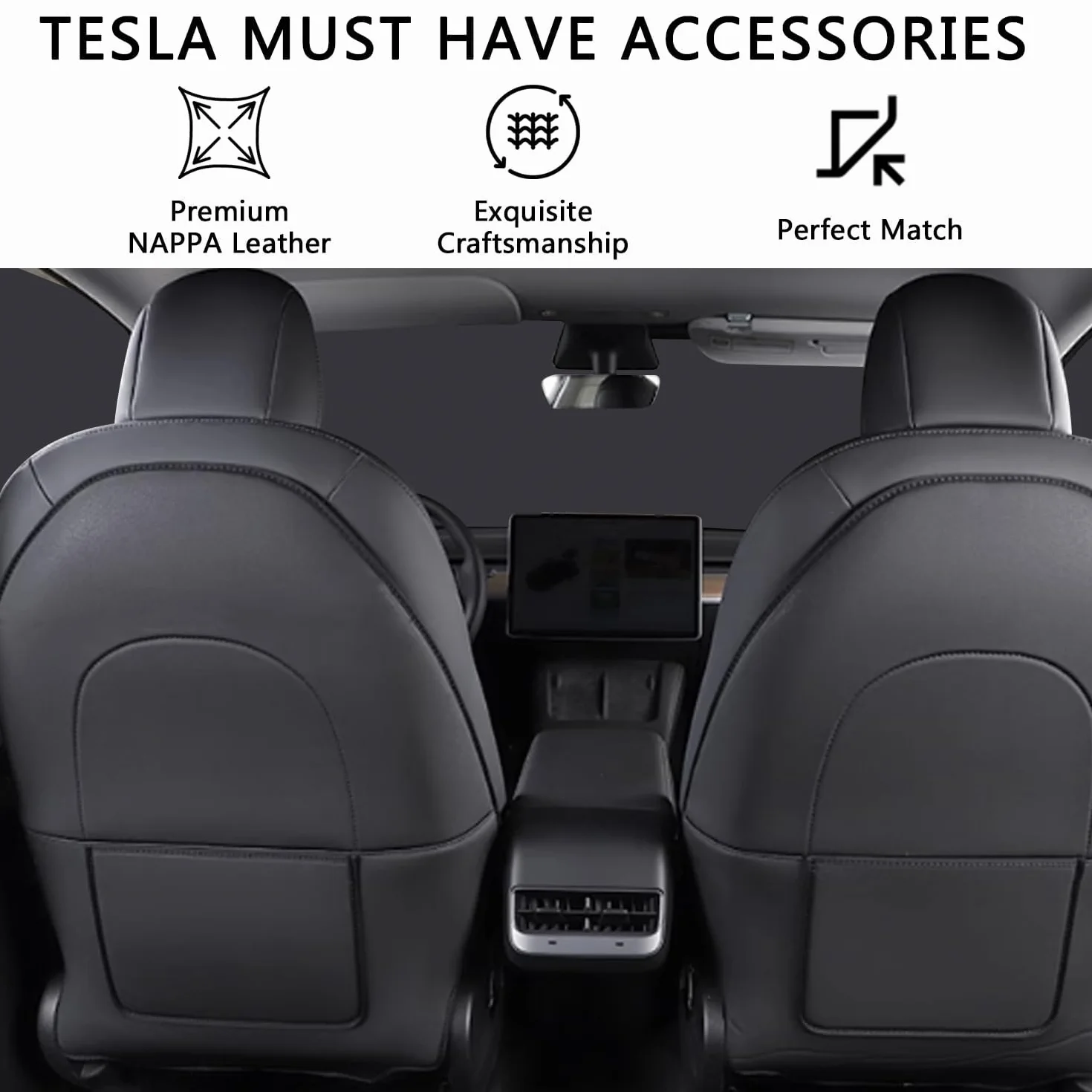 Ochraniacz tylnego siedzenia ze skóry PU do Tesla Model Y Juniper 2025, wodoodporne pokrowce ochronne na tylne siedzenia z kieszenią do przechowywania