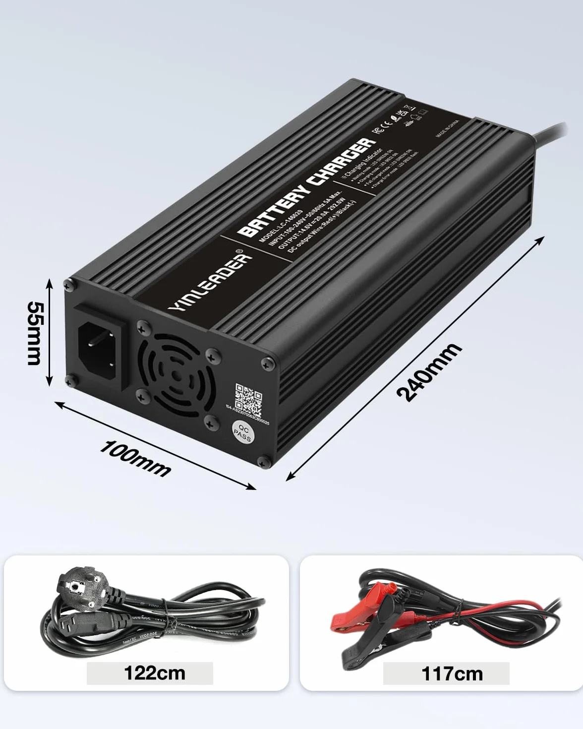 LiFePO4 ładowarka do akumulatora samochodowego 20 A, 12 V, w pełni automatyczna, inteligentna, ochrona wielokrotna, kompaktowy