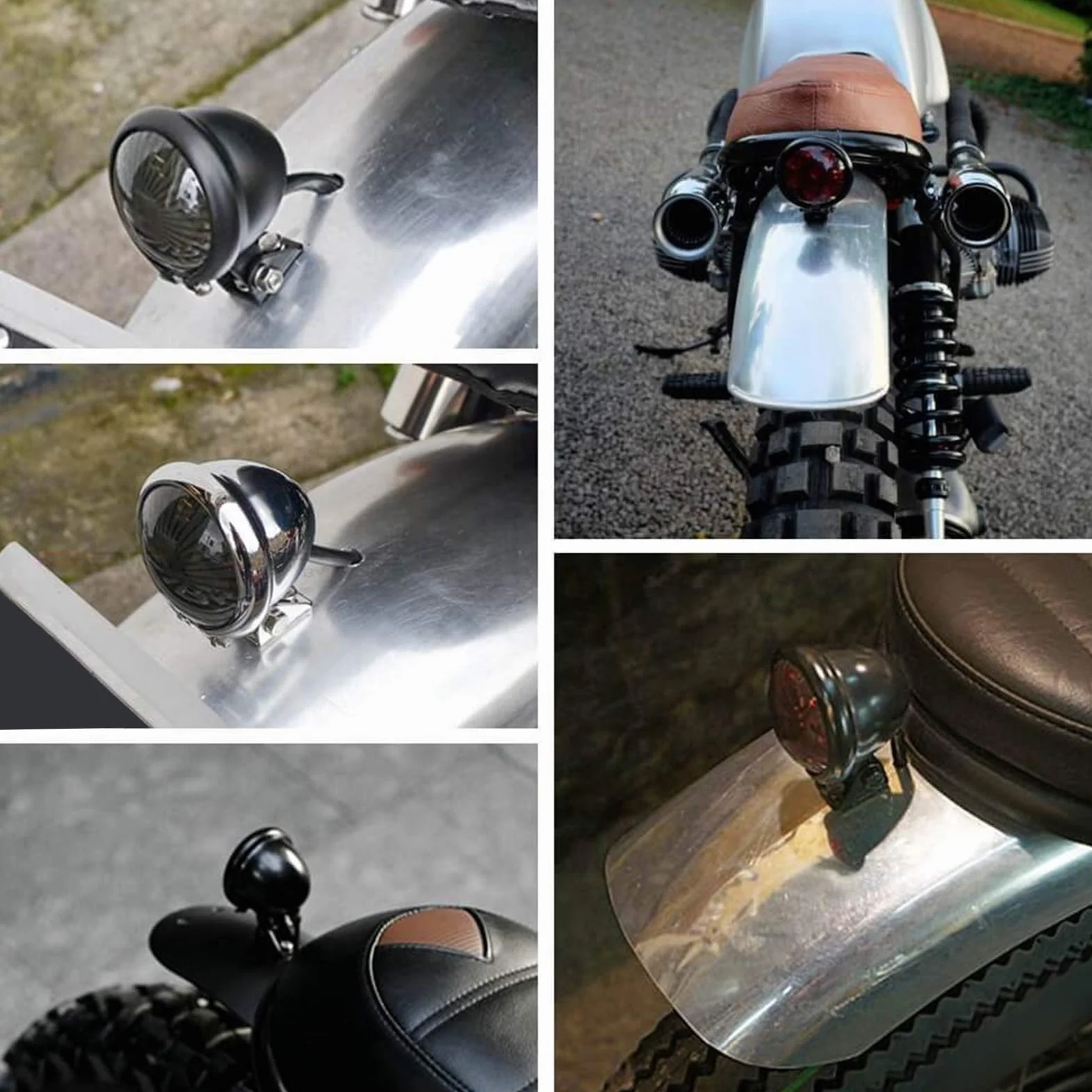 Uniwersalny motocykl 12 V Tylne światło hamowania tylnego światła LED z mocowaniem pręta śrubowego montażu(czerwona czarna skorupa)