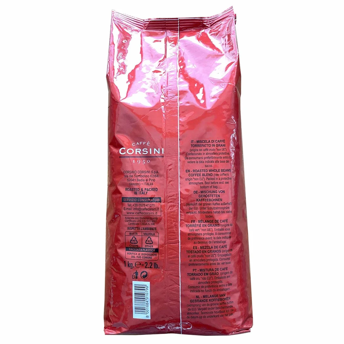 Caffè Corsini - Kawa Ziarnista Super Cremoso, Espresso o Intensywnym i Kremowym Smaku, 1 kg