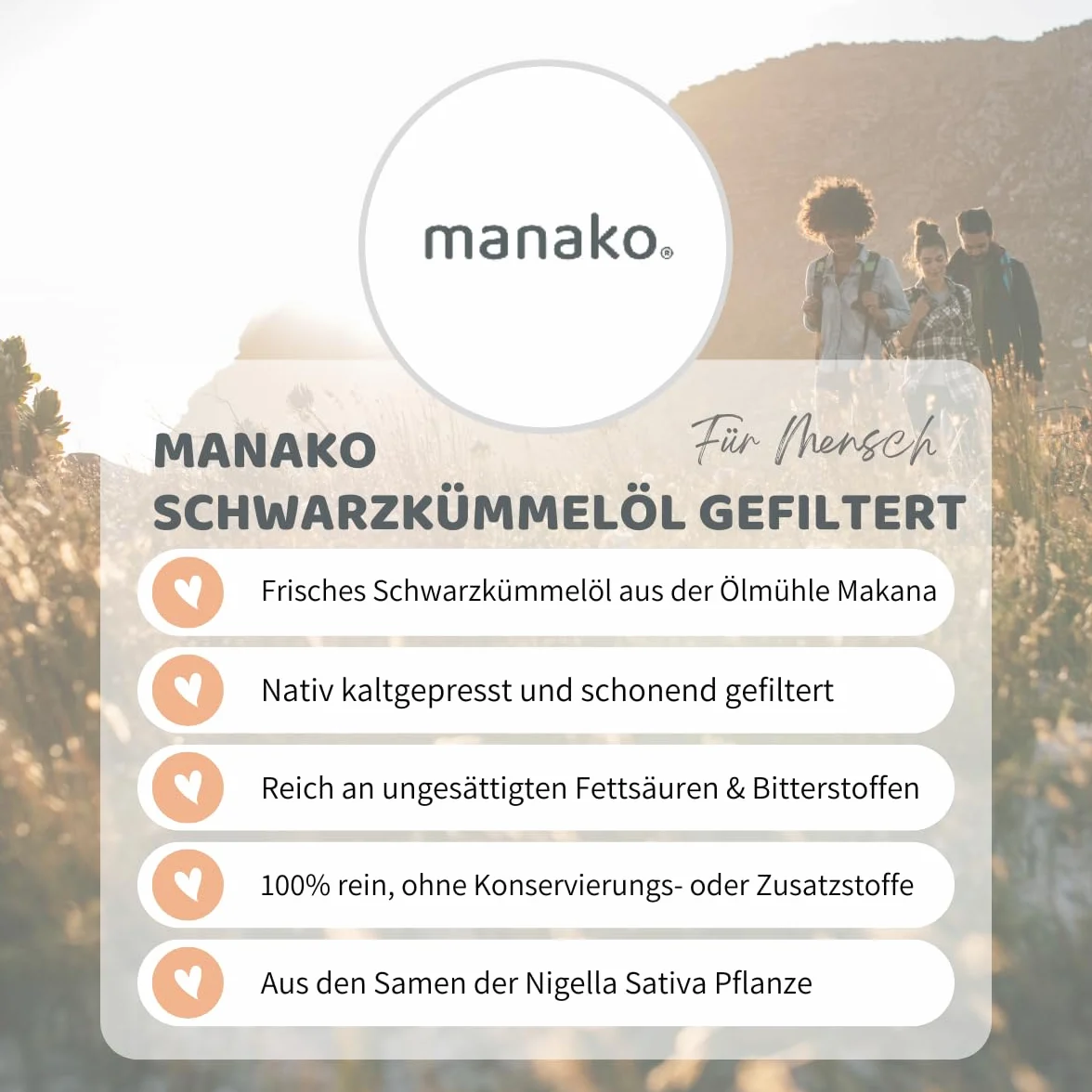 Manako Olej z czarnuszki filtrowany, świeżo tłoczony na zimno, czysty, szklana butelka 1000 ml