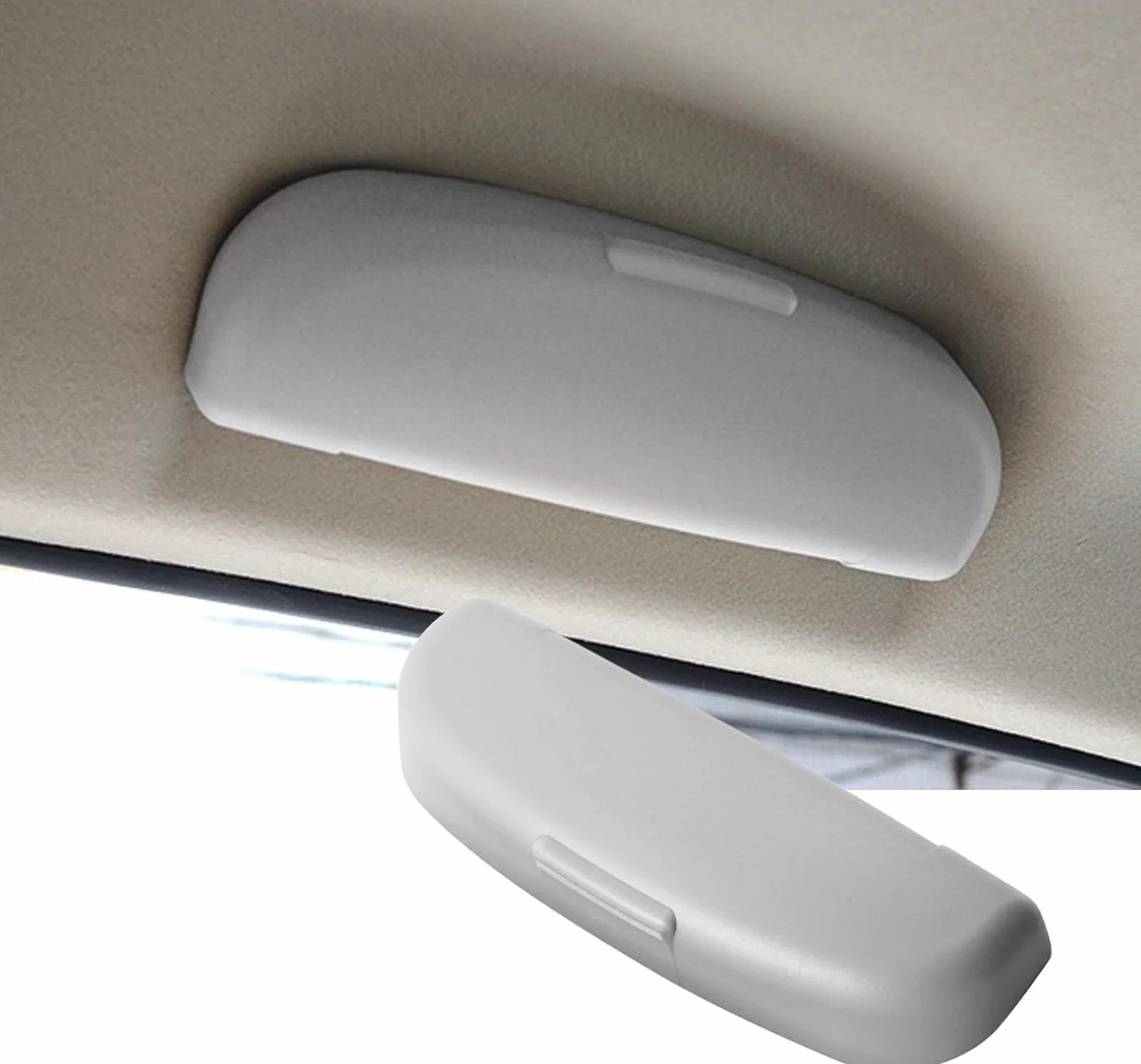 SKTU Samochodowe etui na okulary, pasujące do Volvo XC40, XC60, XC90, uchwyt na okulary przeciwsłoneczne, pudełko do przechowywania, tworzywo ABS (szare)