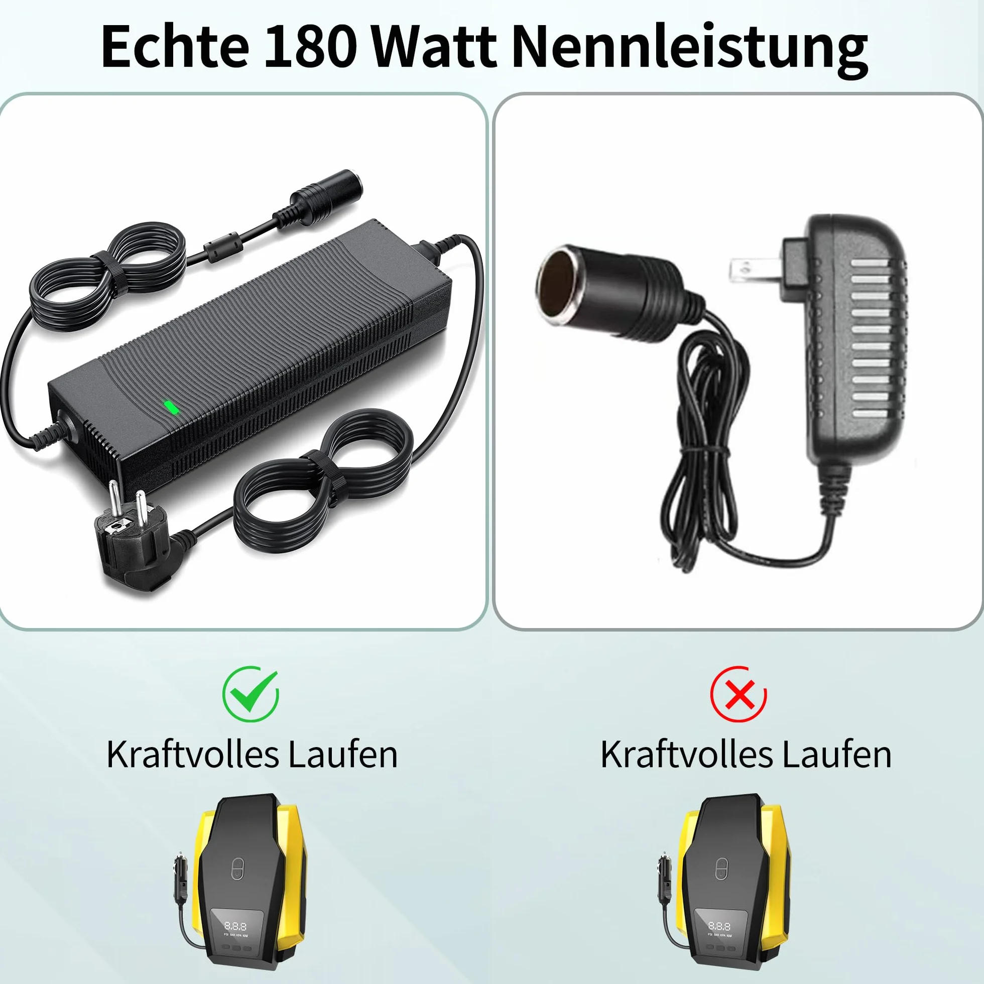 Adapter sieciowy do samochodu 180 W/15 A, przetwornica napięcia 230 V na 12 V, 220 V, adapter z gniazdem zapalniczki do lodówki, odkurzacza samochodowego, lodówki samochodowej, kompresora –