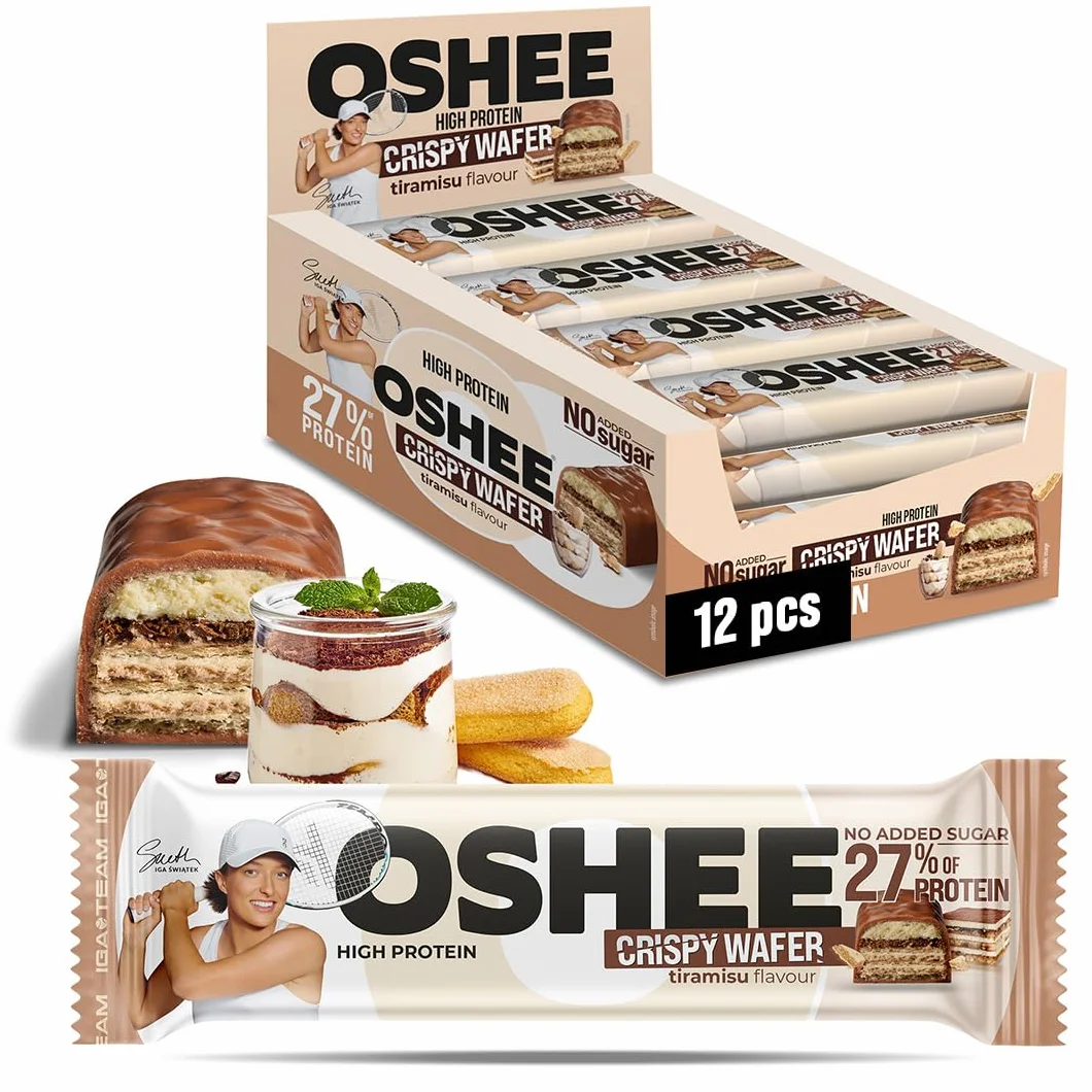 12x OSHEE & IGA Team Crispy bar chrupiący baton proteinowy tiramisu 37 g